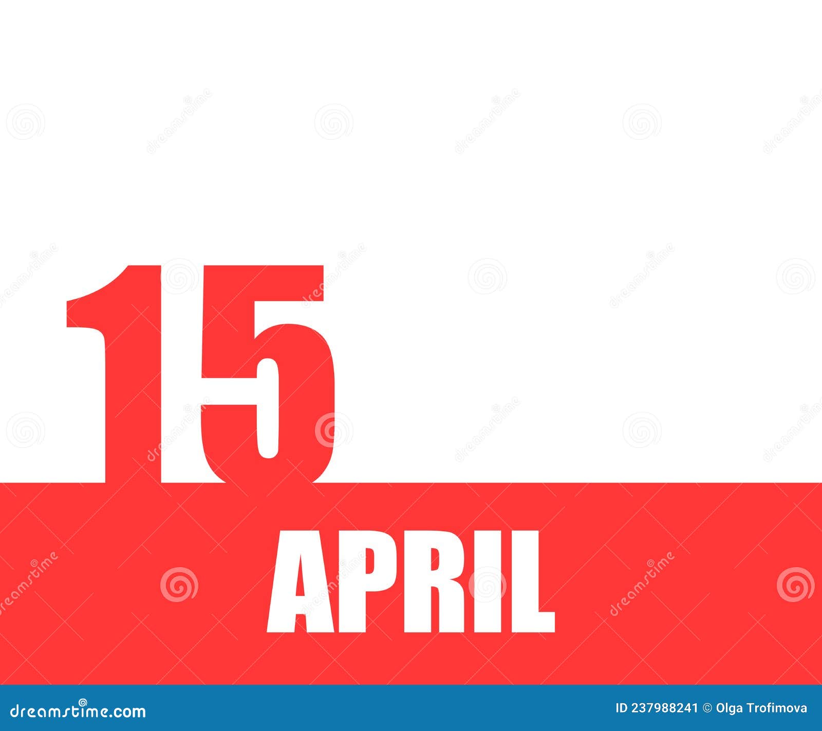 April. 15th Day of Month, Calendar Date Stock Illustration
