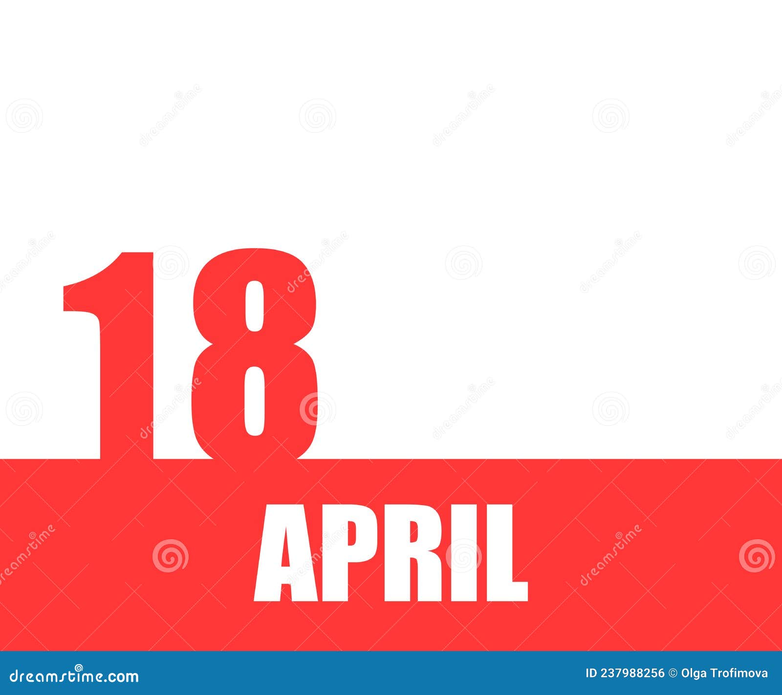 April. 18th Day of Month, Calendar Date Stock Illustration
