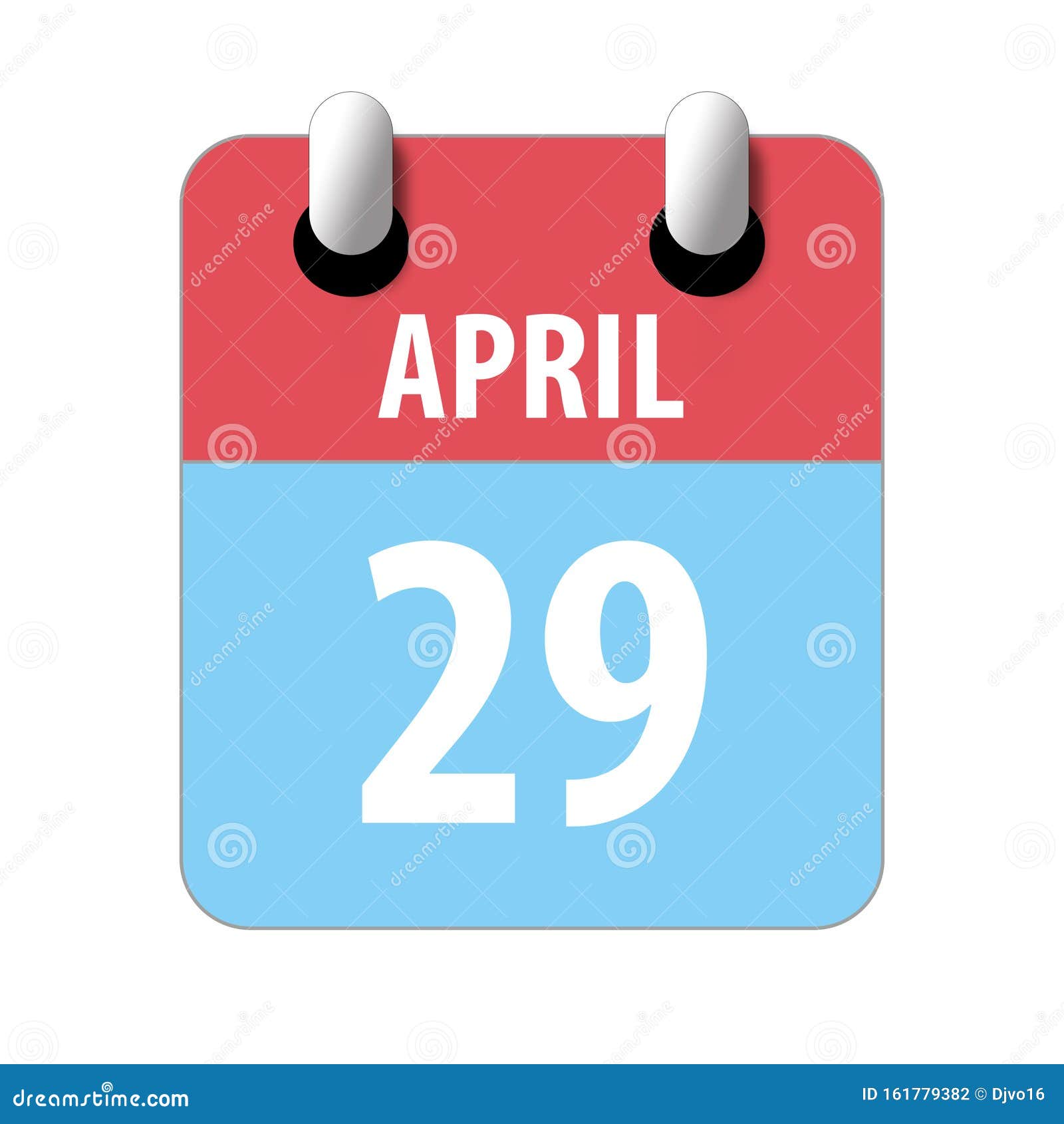 April 29th. Day 29 of Month,Simple Calendar Icon on White Background