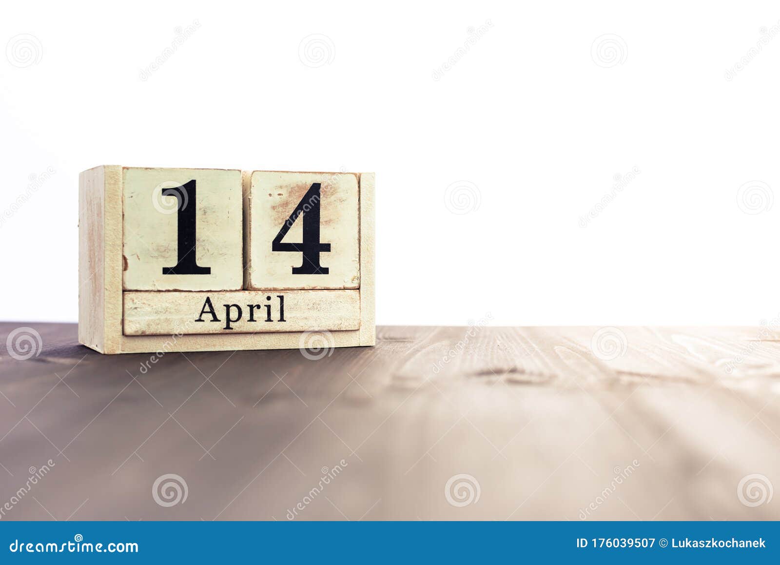 april 14th, fourth month of the clendar - copy space for text next to april 