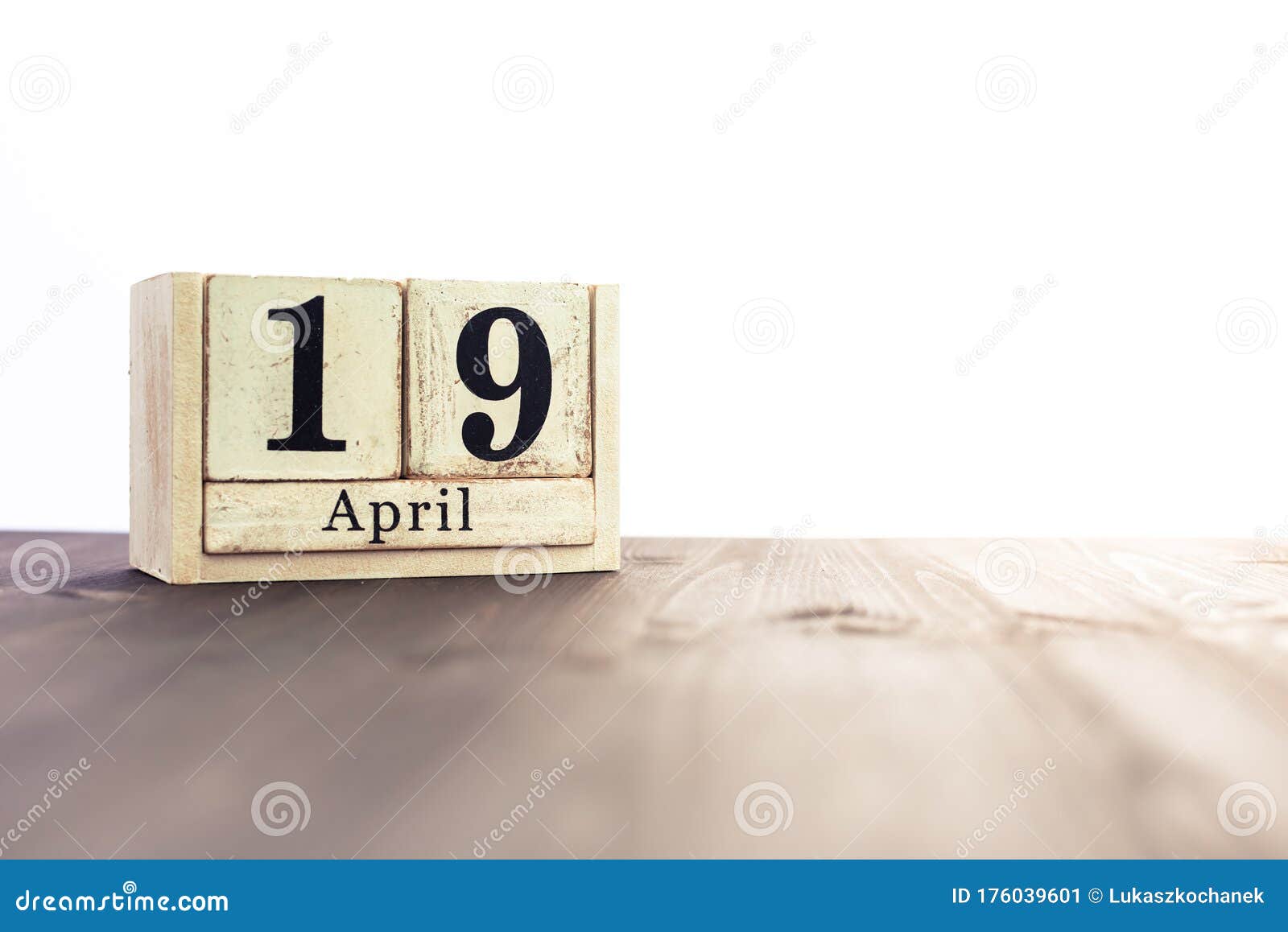 april 19th, fourth month of the clendar - copy space for text next to april 