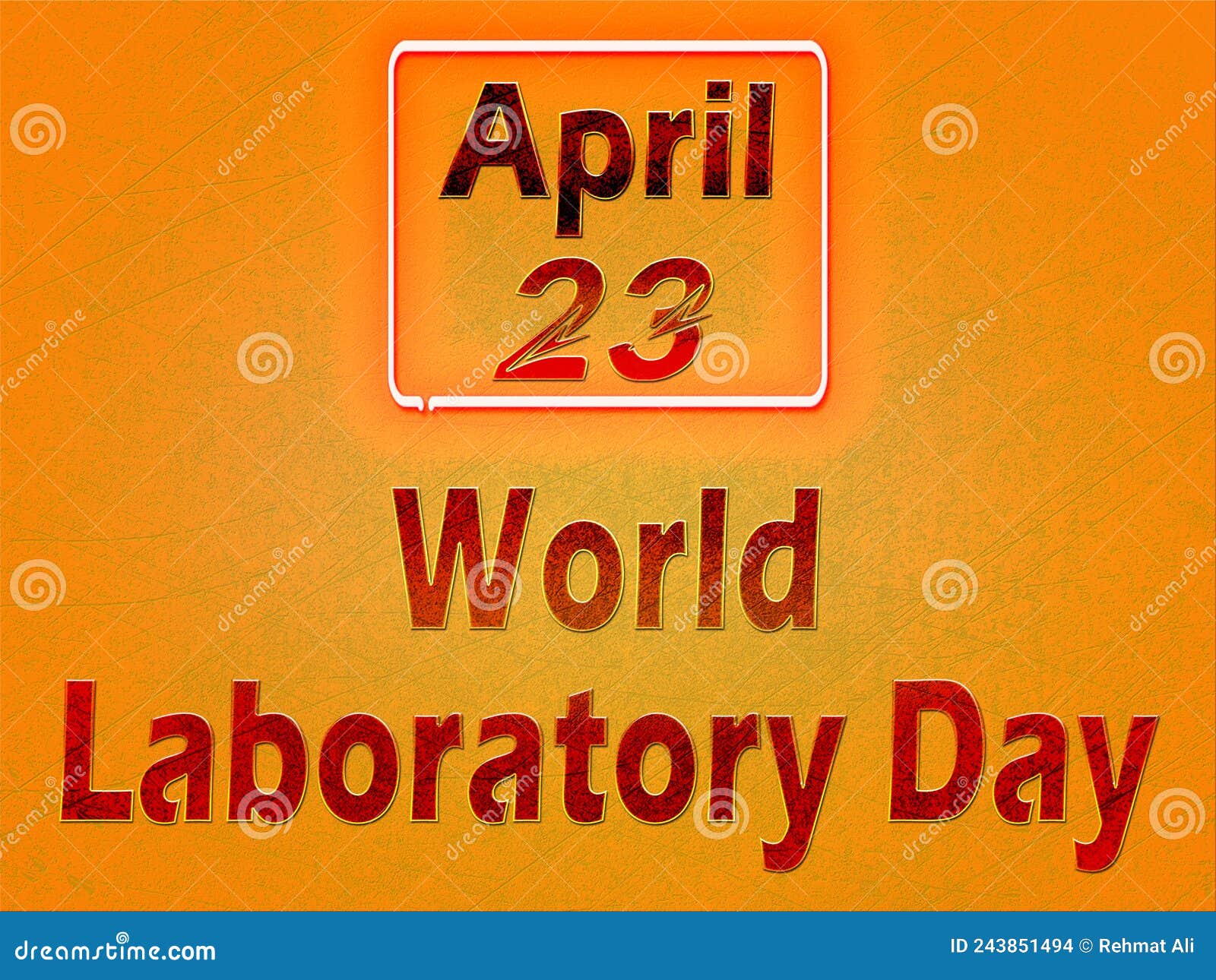 23 April, World Laboratory Day, Text Effect on Orange Background Stock