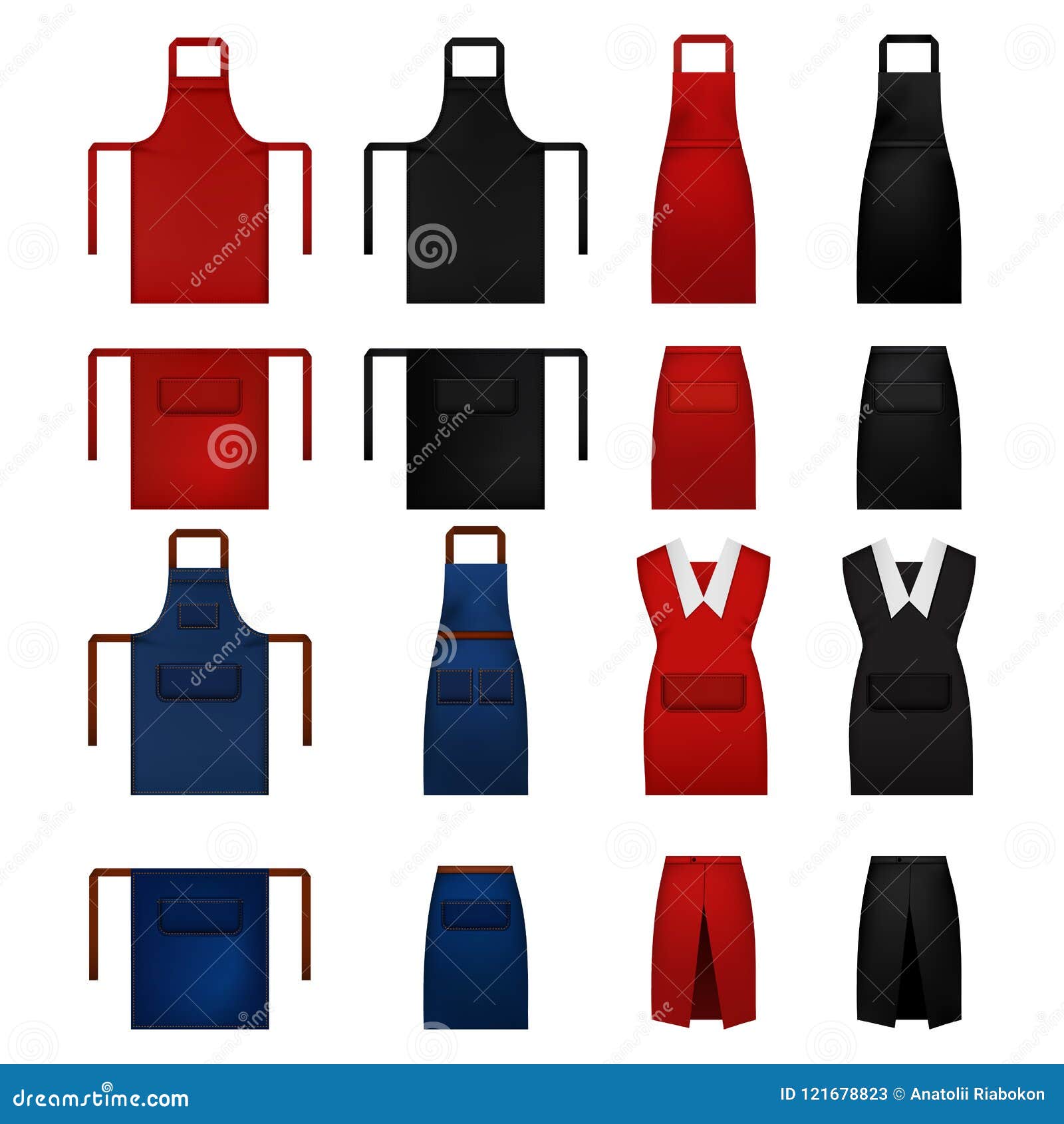 Apron Cooking Chef Mockup Set, Realistic Style Stock Vector - Illustration of cooking, food ...