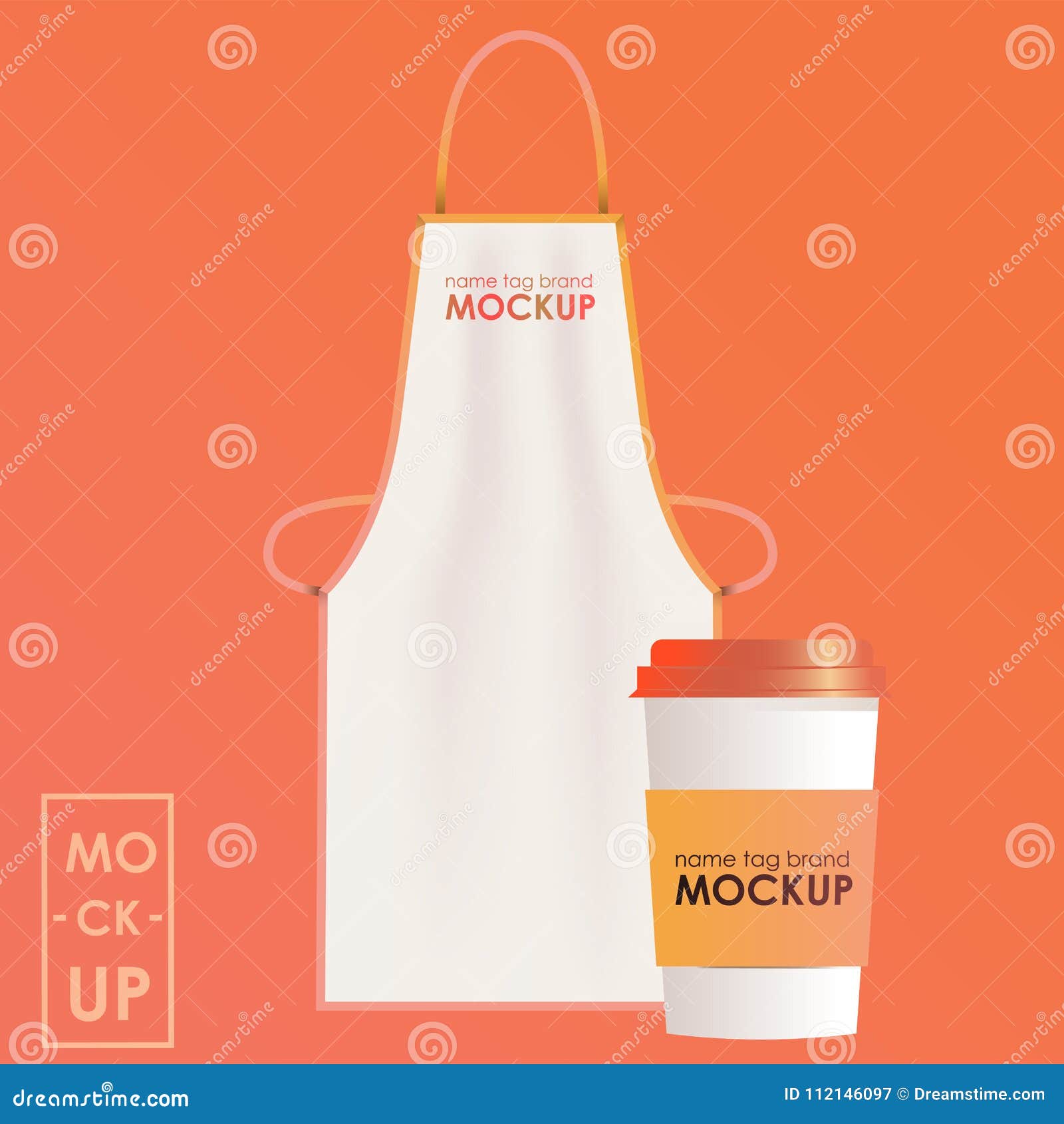 Download Apron With A Cup Of Coffee Mockup On A Gradient. Vacancy ...