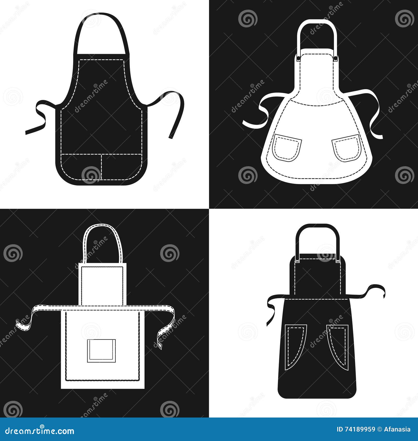 Aprons Set. Vector Collection of Black and White Aprons Stock Vector