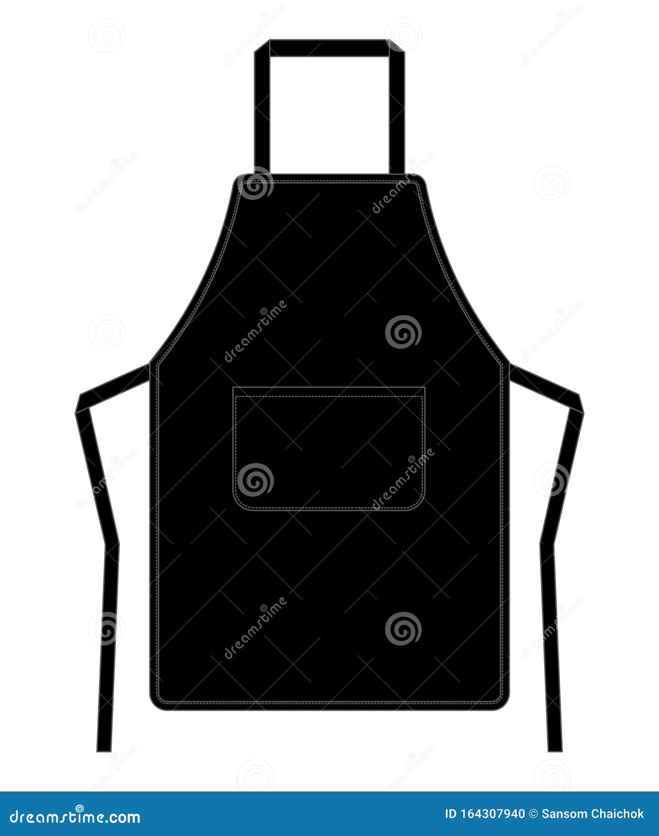 Blank Black Apron with Pocket for Template Stock Vector Illustration