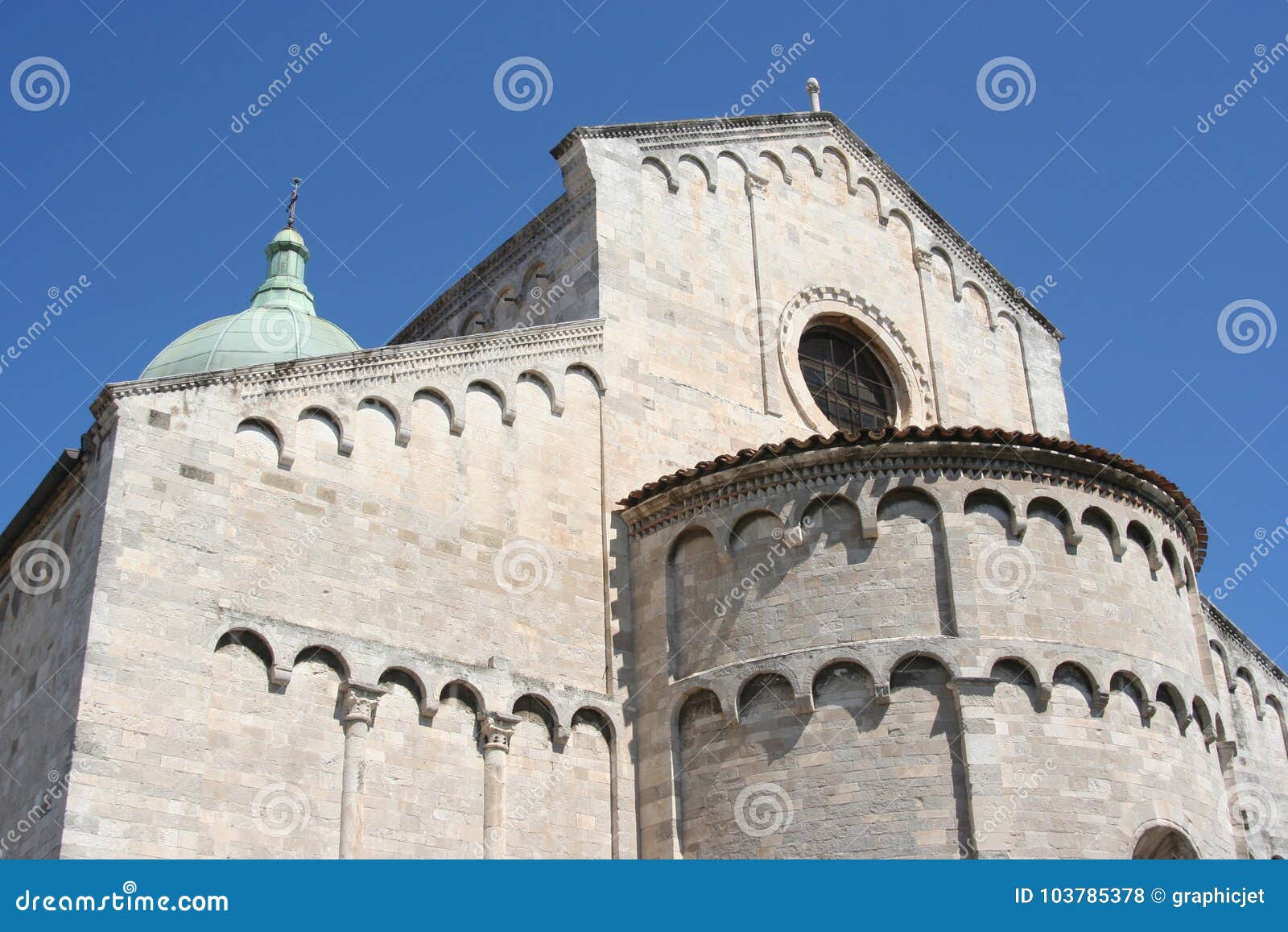 apse of romanic church in ancona, marche, italy