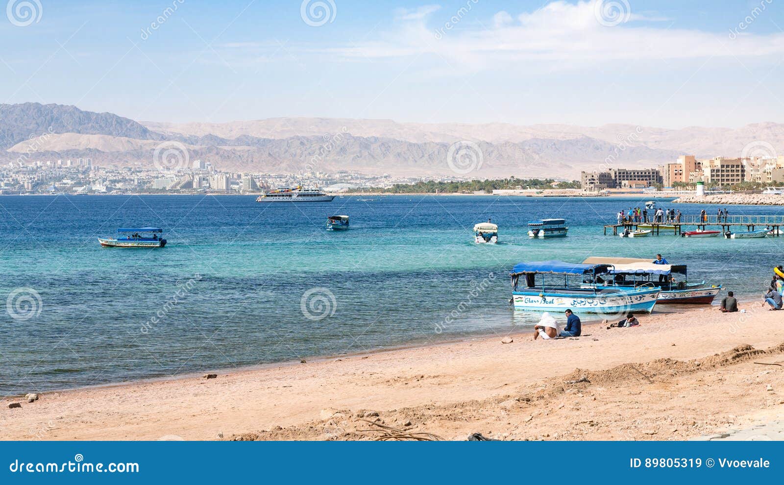Aqaba City Beach and View of Eilat in Background Editorial Image - Image of shore, resort: 89805319