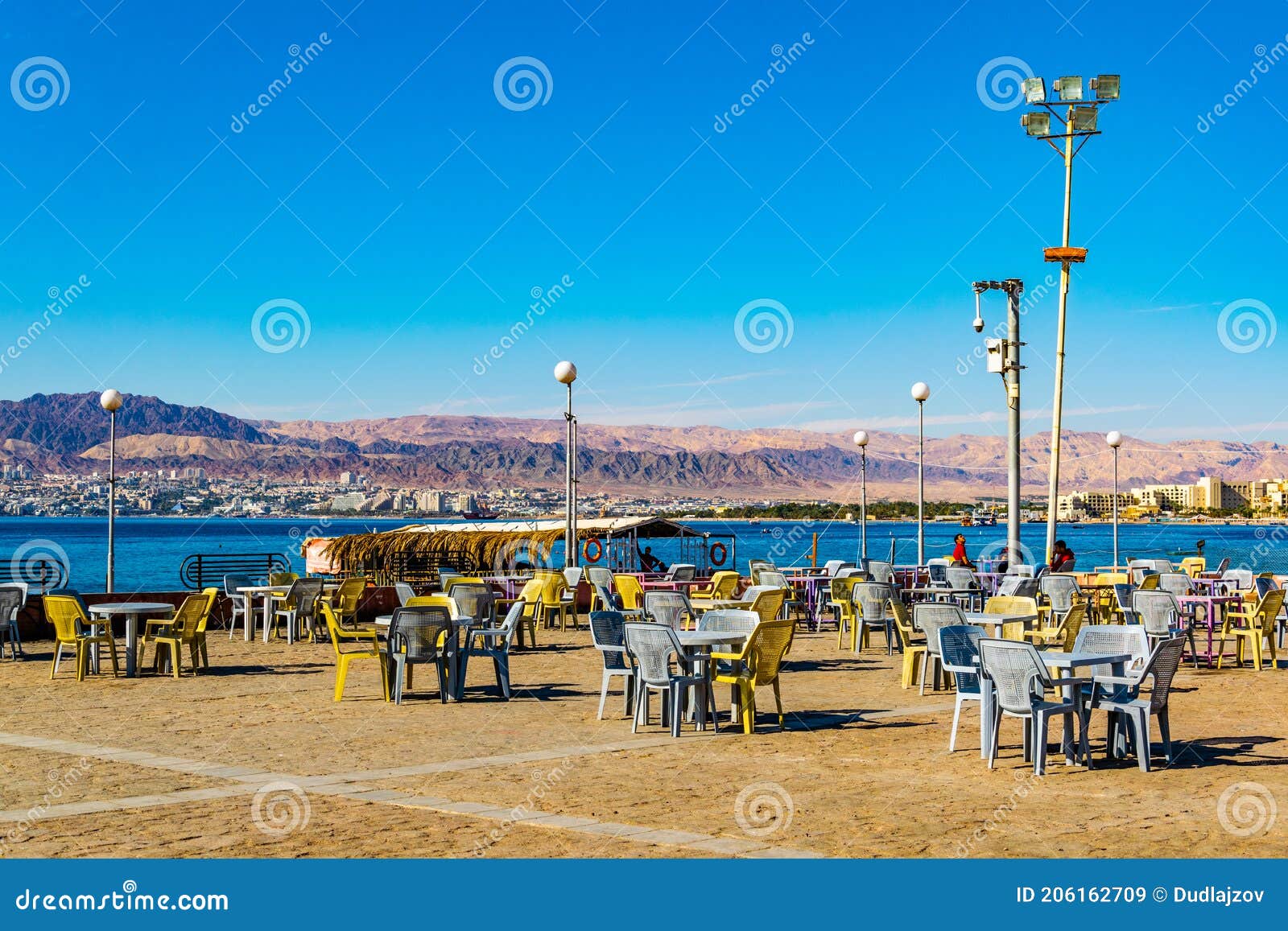 AQABA, JORDAN, DECEMBER 31, 2018 Open Air Restaurant at the Arab