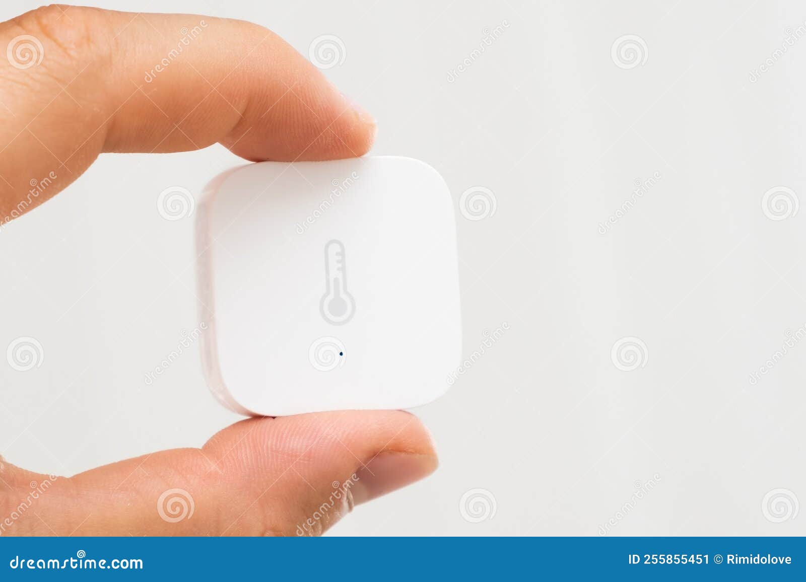 Aqara Smart Home Temperature Sensor in Mans Hand on the White Background  Stock Image - Image of intelligence, closeup: 255855451