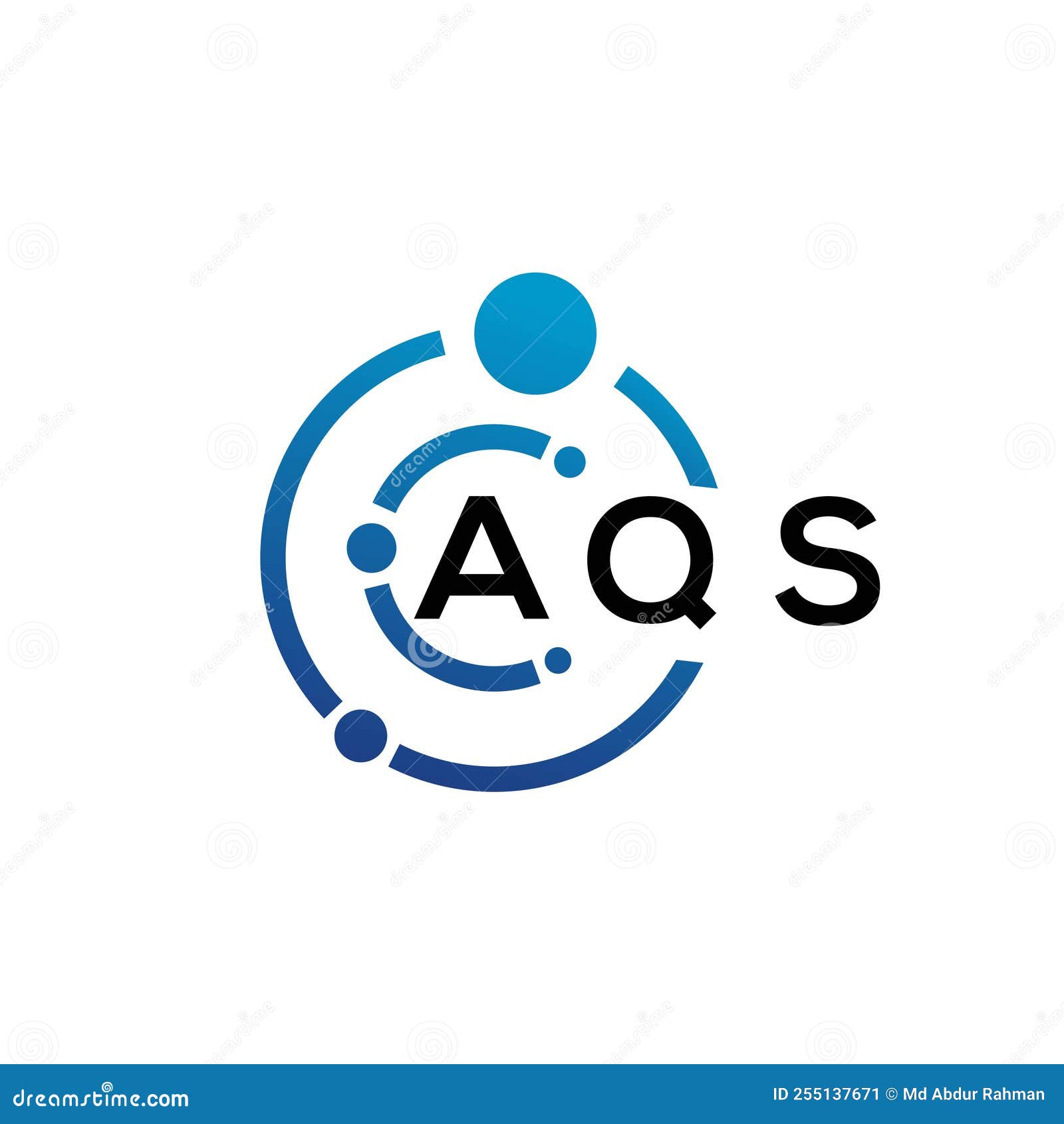 AQS Letter Logo Design on Black Background. AQS Creative Initials