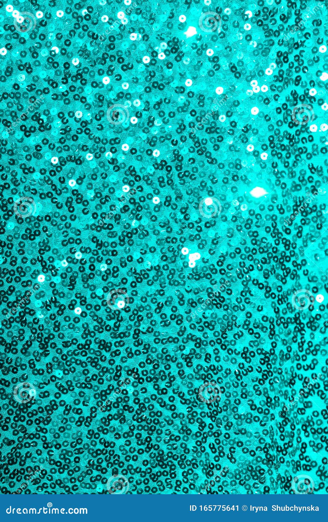Aqua Blue Sequins Fabric Pattern Texture. Fashion Abstract Background
