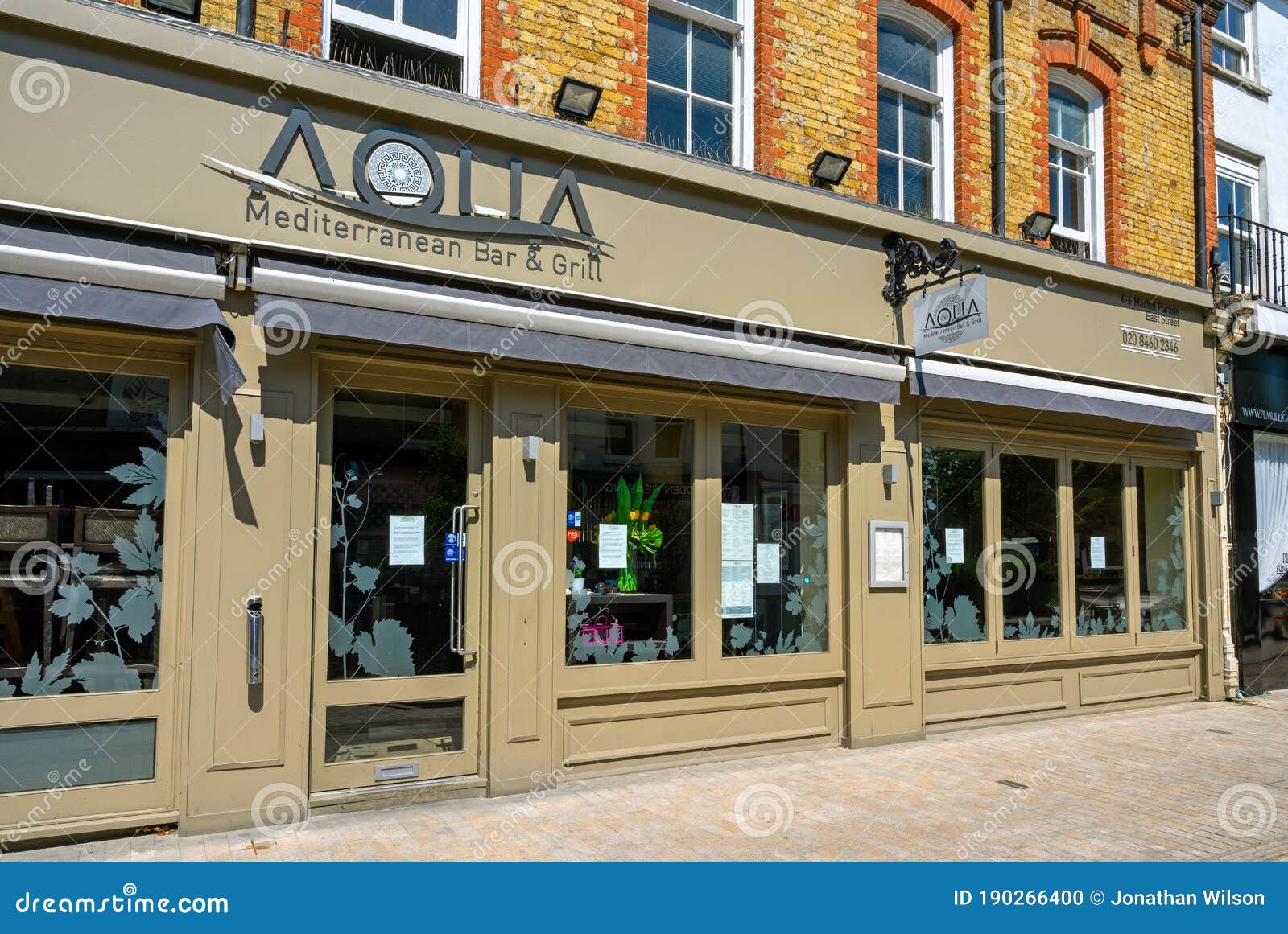 Aqua Mediterranean Bar & Grill in East Street, Bromley. Editorial Image ...