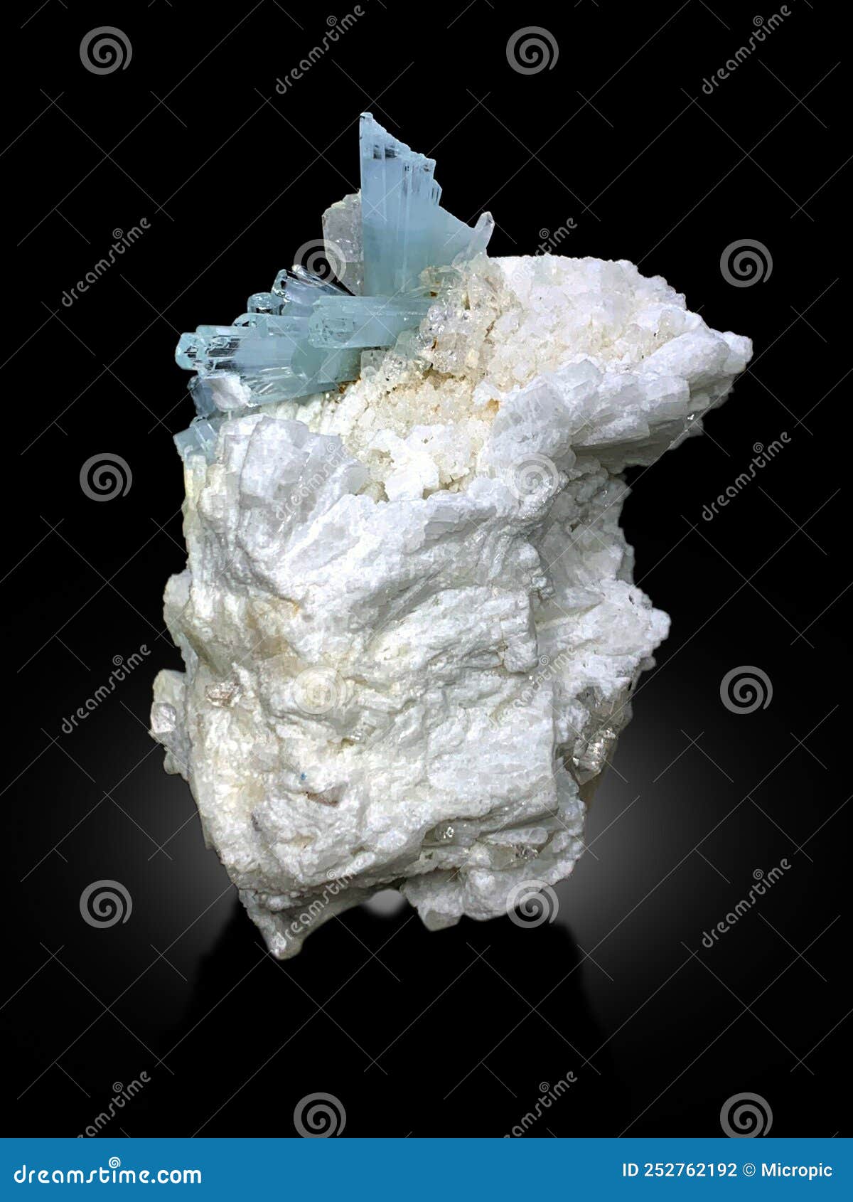 aquamarine bluch of crystals cluster on white matrix mineral specimen from shigar valley skardu pakistan