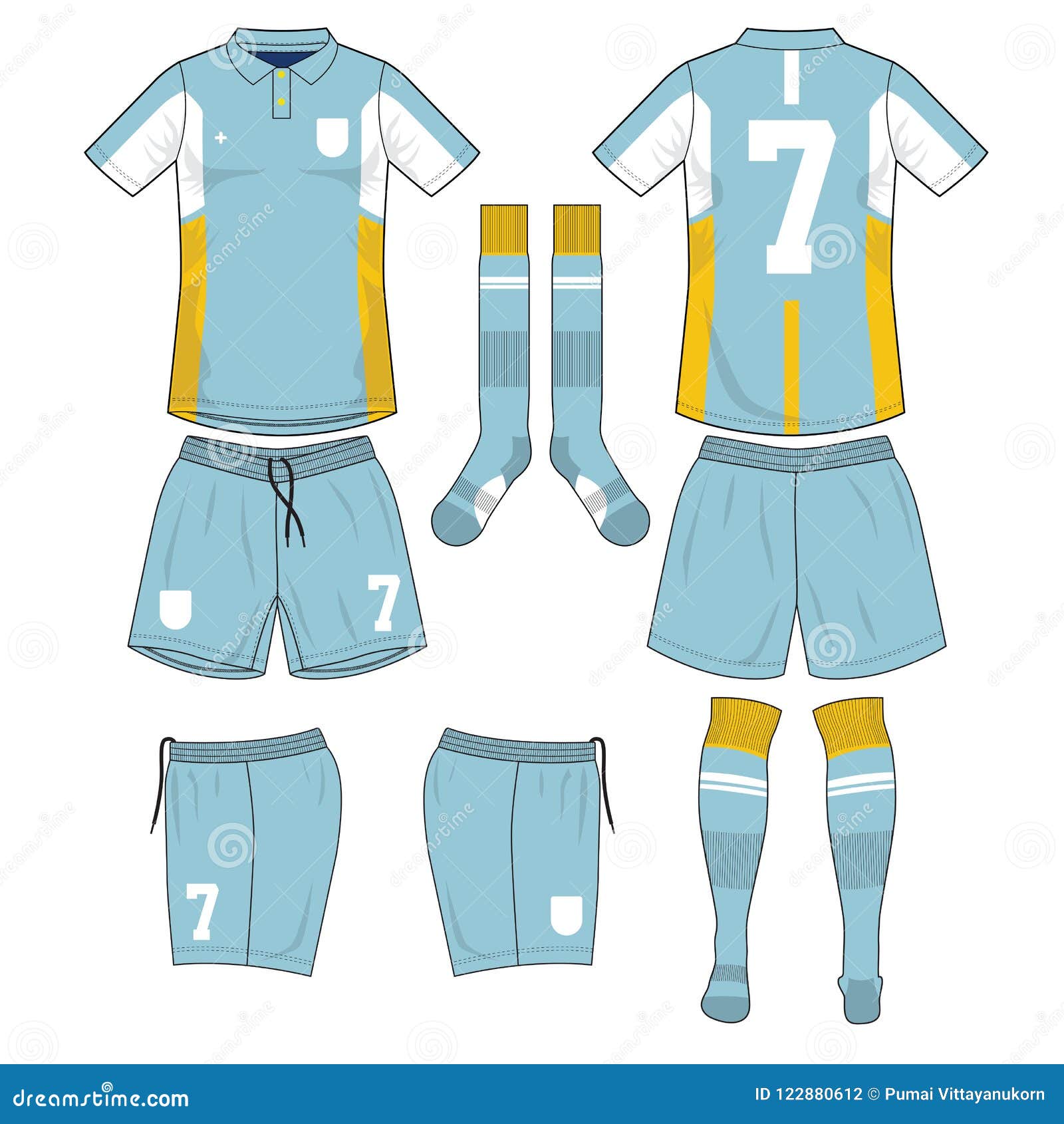 Download Aquamarine And Yellow White Soccer Jersey With Sock And Short Mo Stock Vector Illustration Of Costume Design 122880612