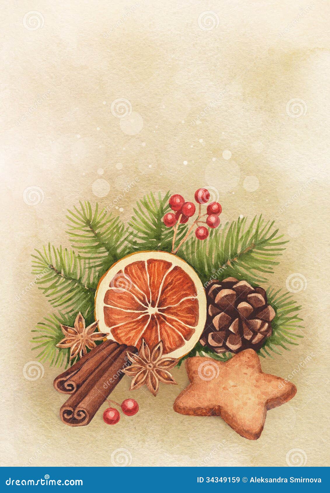 Aquarell-Weihnachtskarte Lizenzfreie Stockbilder - Bild 