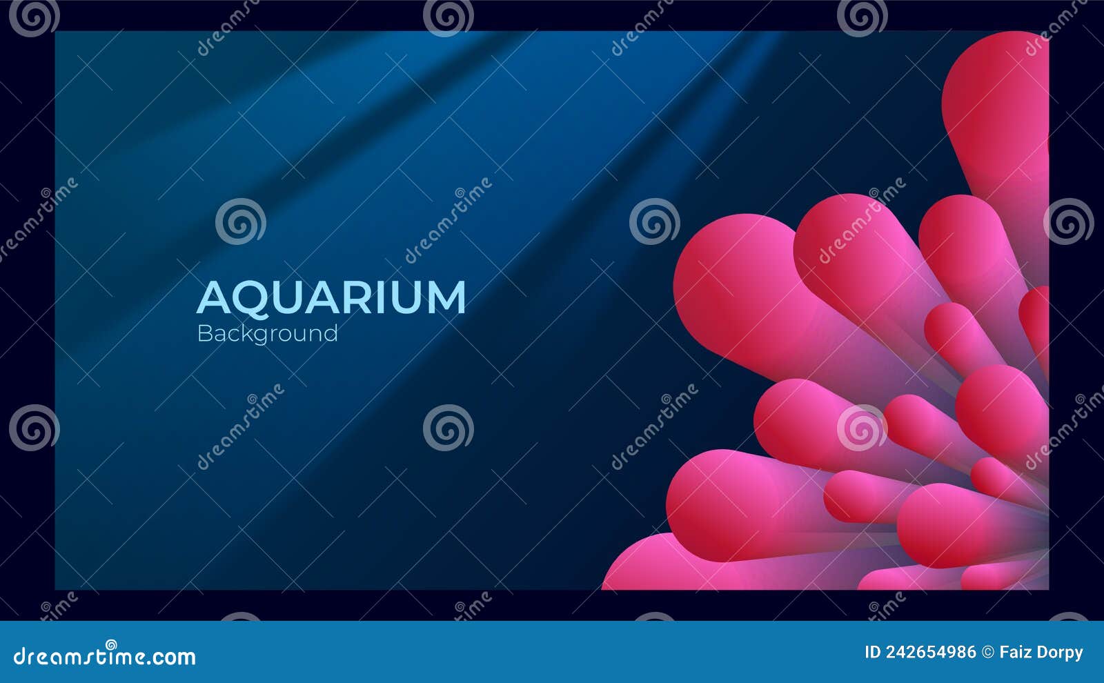 Aquarium Background with Anemone on the Side and Sea Lights Stock