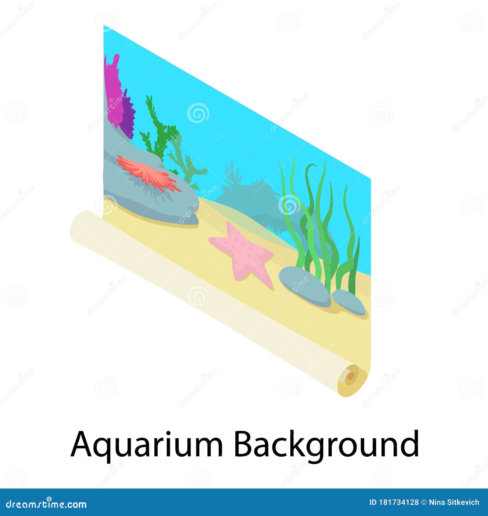 Aquarium Background Icon, Isometric Style Stock Vector Illustration