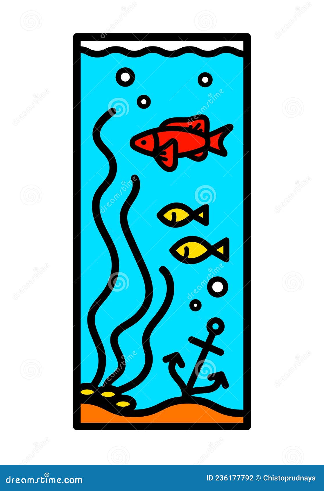 Aquarium Color Icon Fishbowl Stock Vector - Illustration of flat, fishbowl:  236177792