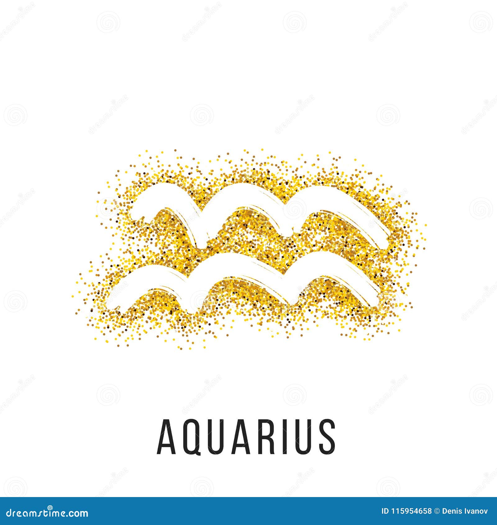 Aquarius Gold Glitter Vector Zodiac Sign Stock Vector - Illustration of ...