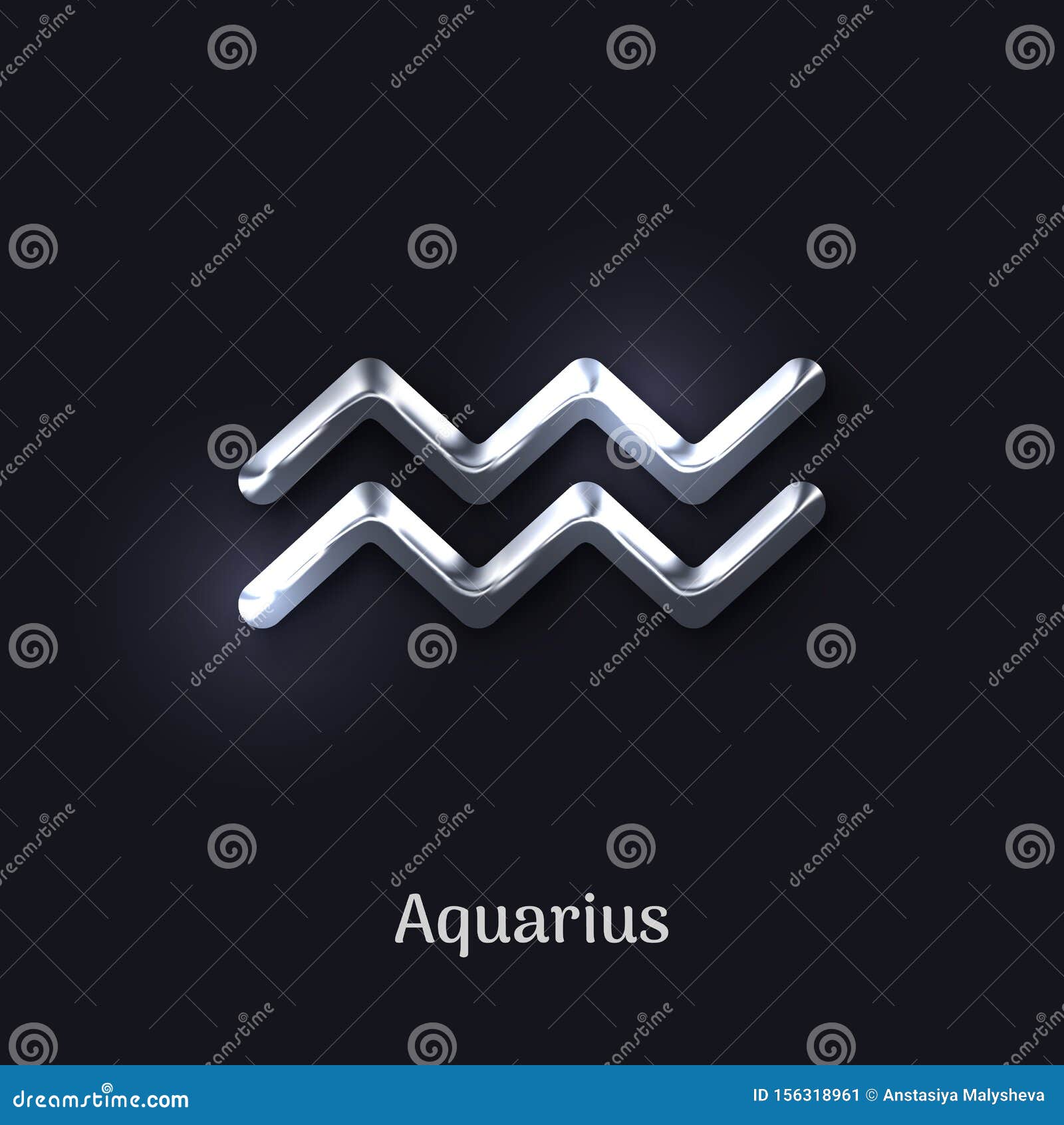 Aquarius Silver Zodiac Sign on Black Background Stock Vector ...