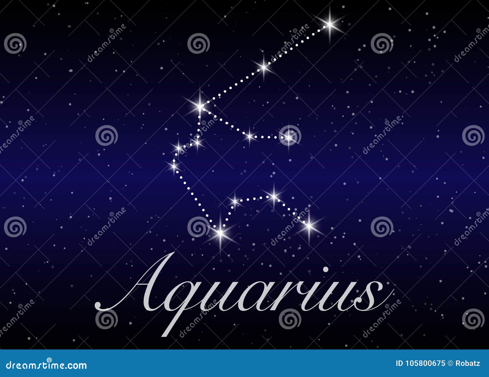 Aquarius Zodiac Constellations Sign on Beautiful Starry Sky with Galaxy ...