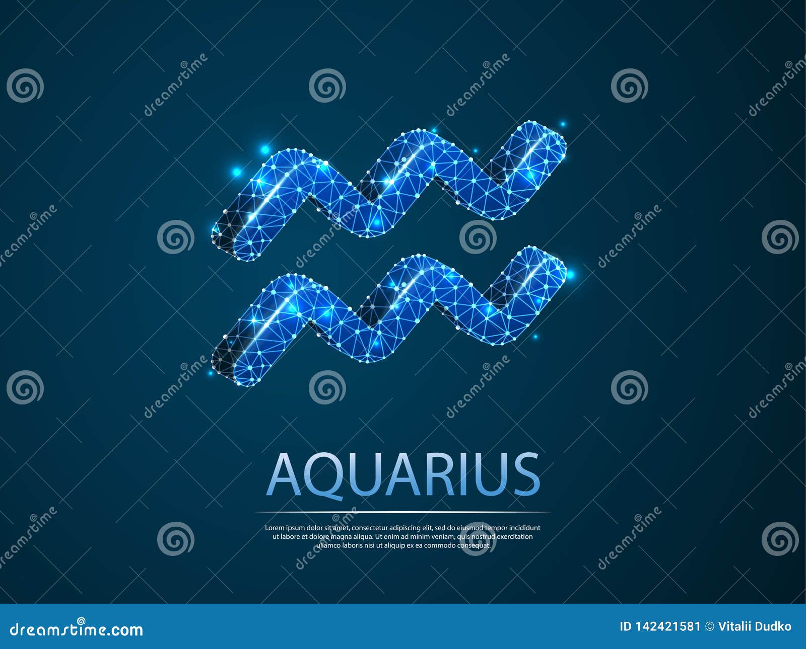 Aquarius Zodiac 3D Low Poly Abstract Illustration . Vector Digit ...