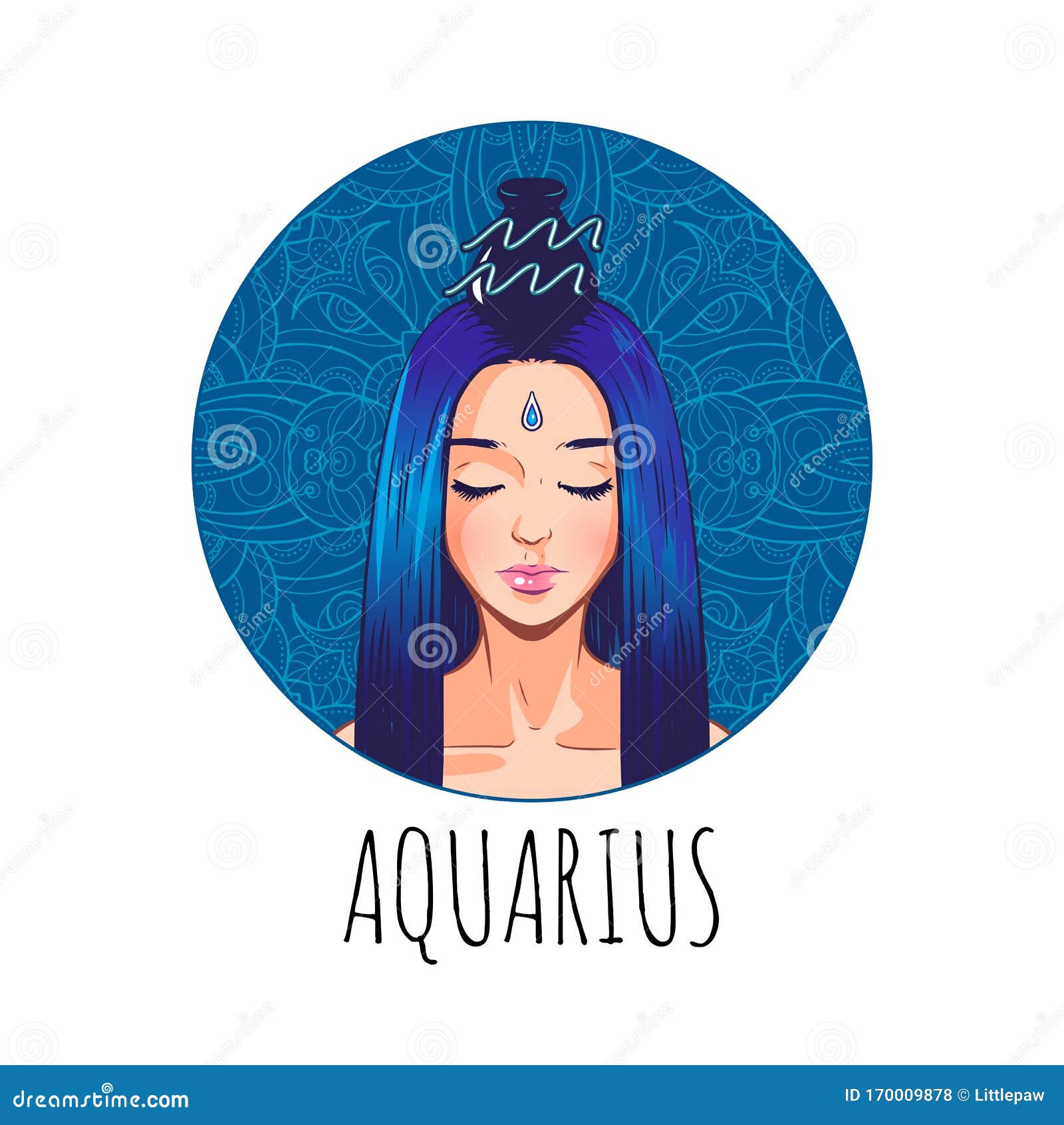 Aquarius Zodiac Sign Artwork, Beautiful Girl Face, Horoscope Symbol ...