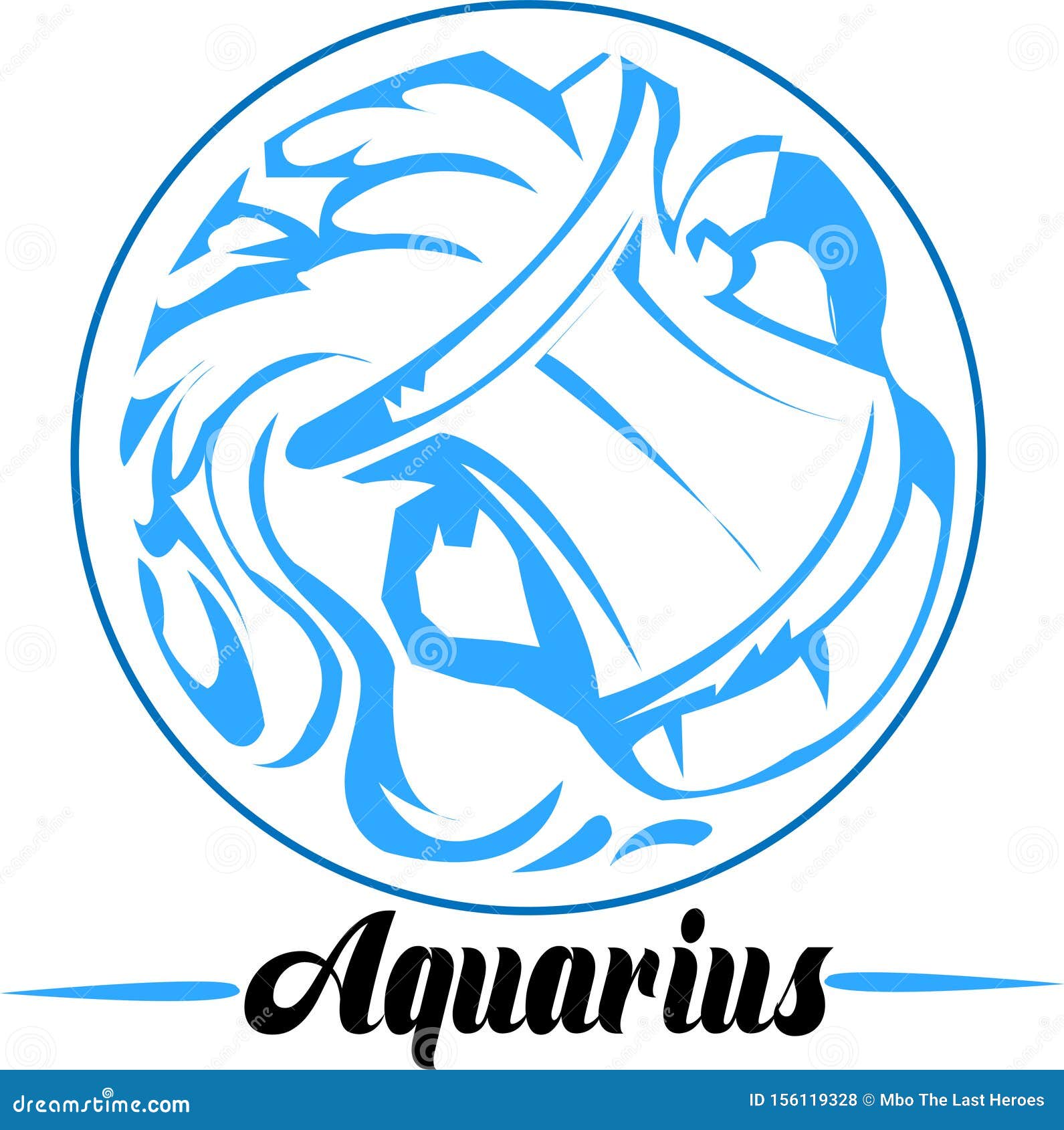 Aquarius Zodiac Sign Artwork, Blue Beautiful Horoscope Symbol, Vector ...