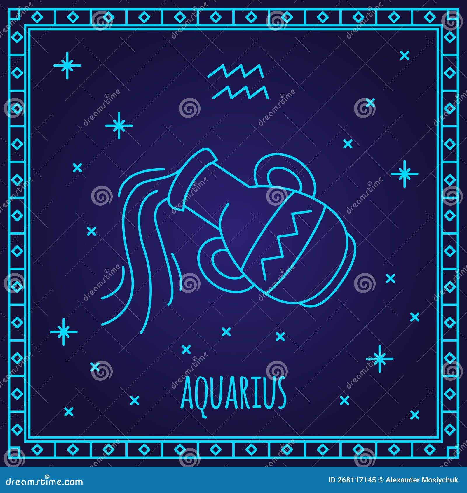 Aquarius Zodiac Sign. Astrological Horoscope Symbol. Constellations ...