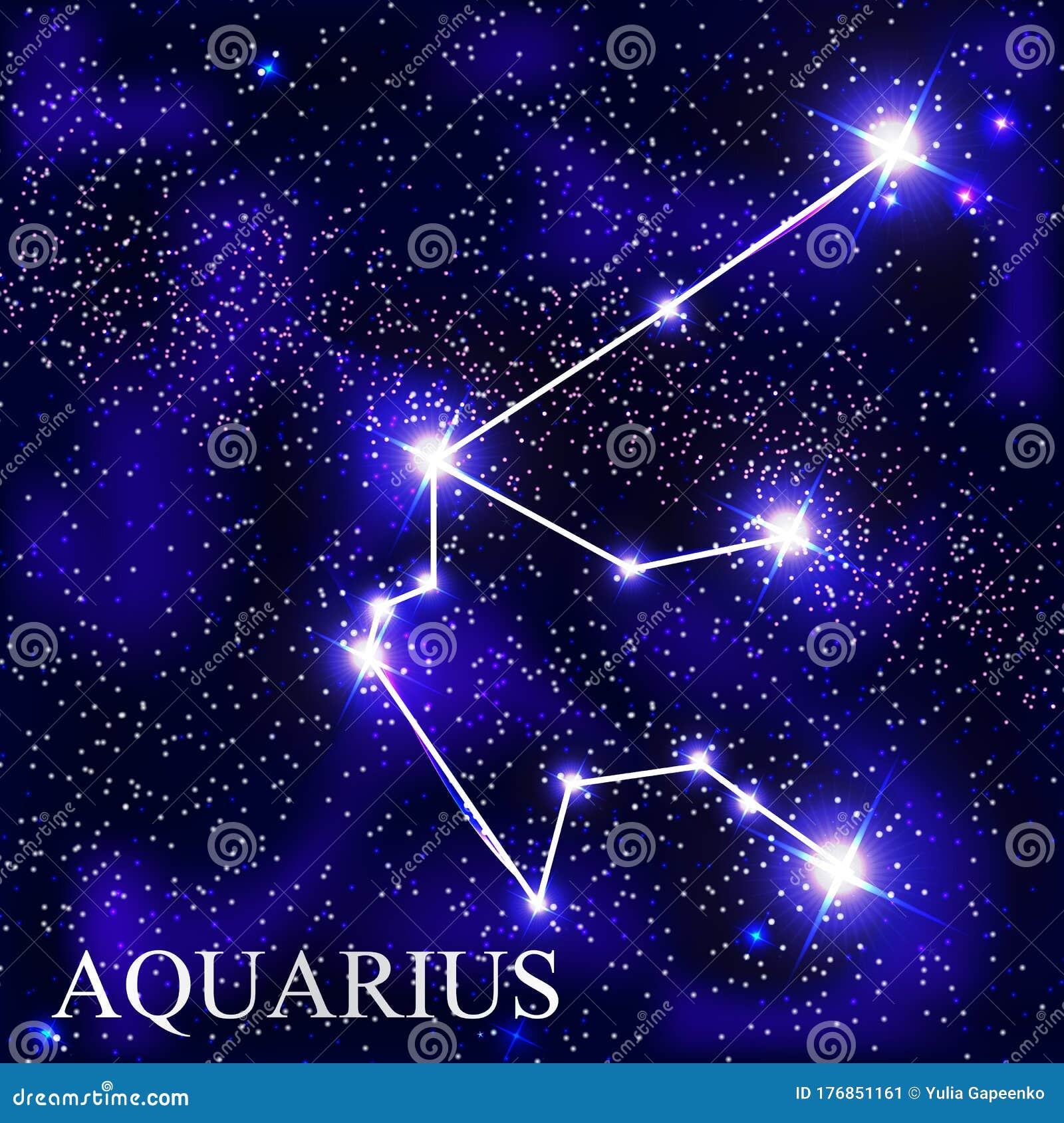 Aquarius Zodiac Sign with Beautiful Bright Stars on the Background of ...