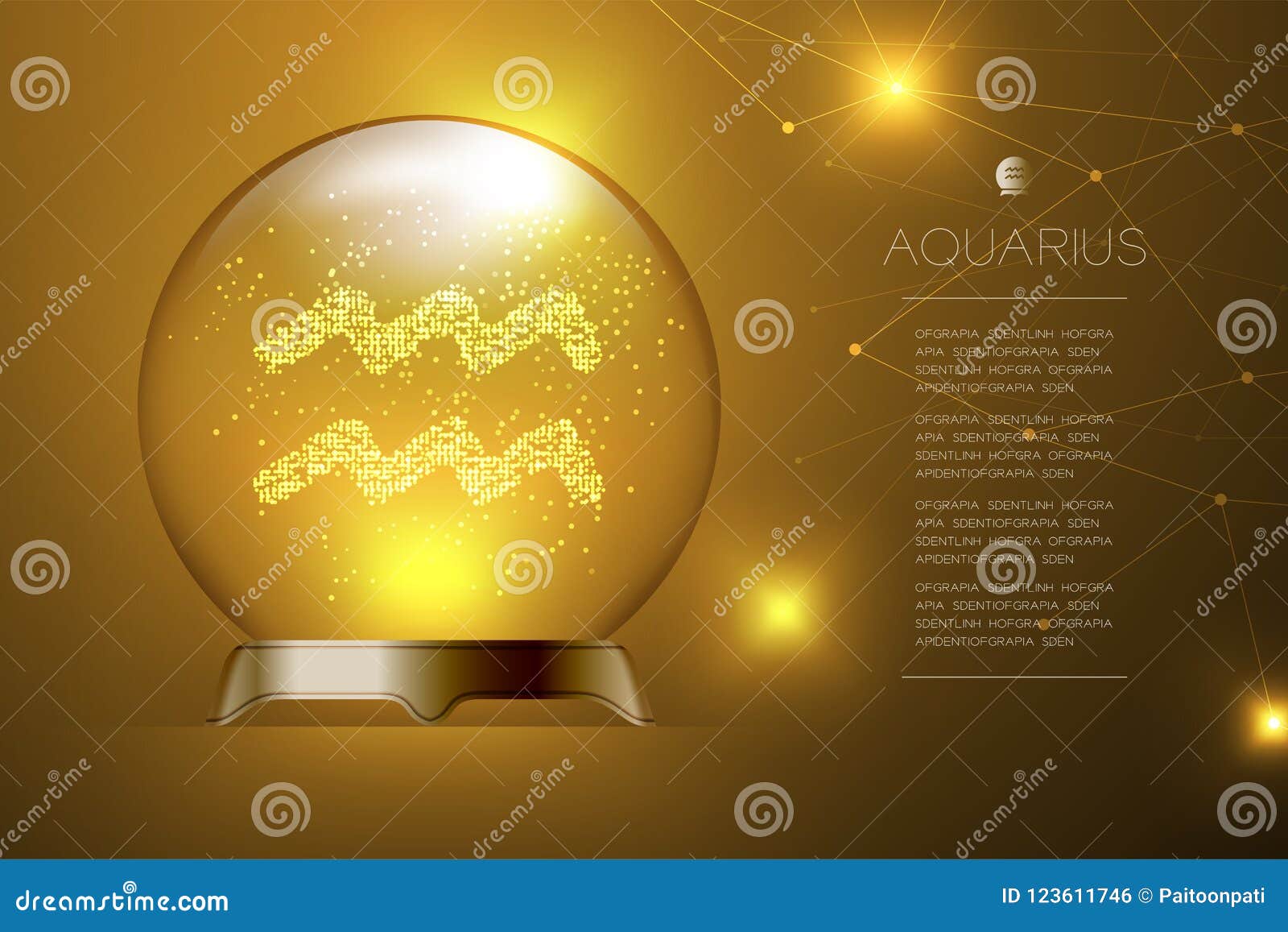 Aquarius Zodiac Sign In Magic Glass Ball, Fortune Teller Concept Stock Vector - Illustration of ...