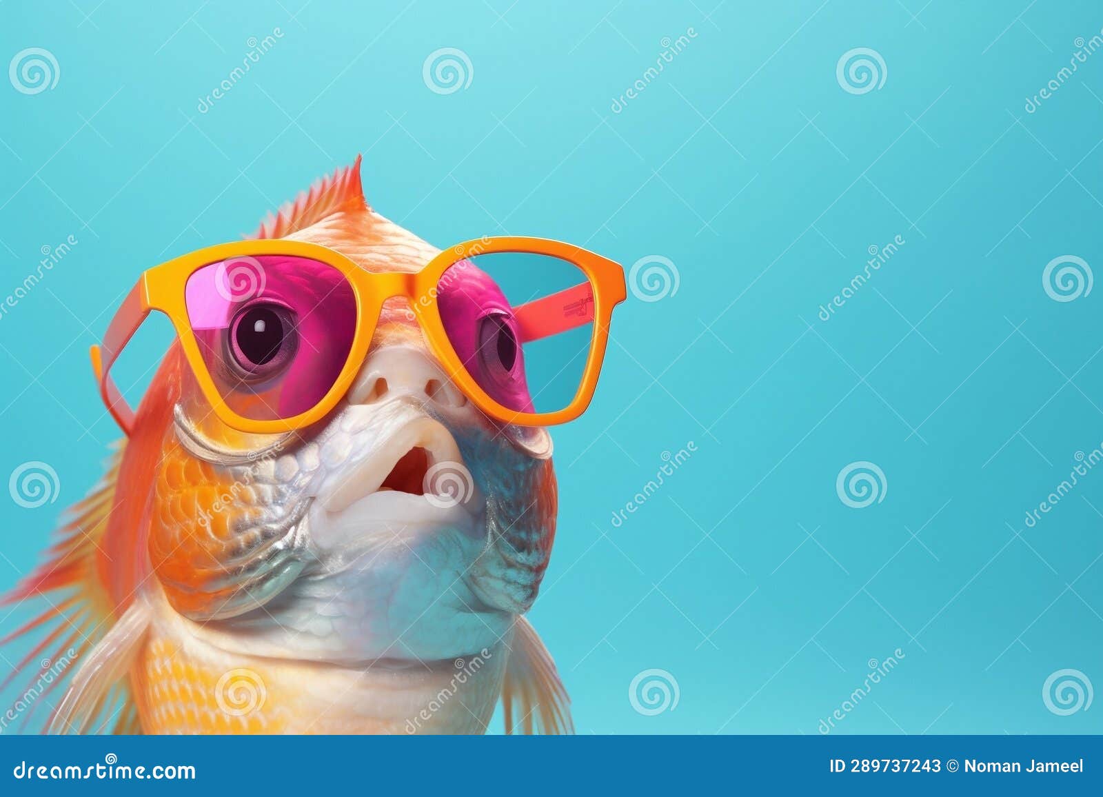 Aquatic Cool SunglassClad Fish in a Vibrant Studio Setup. Generative