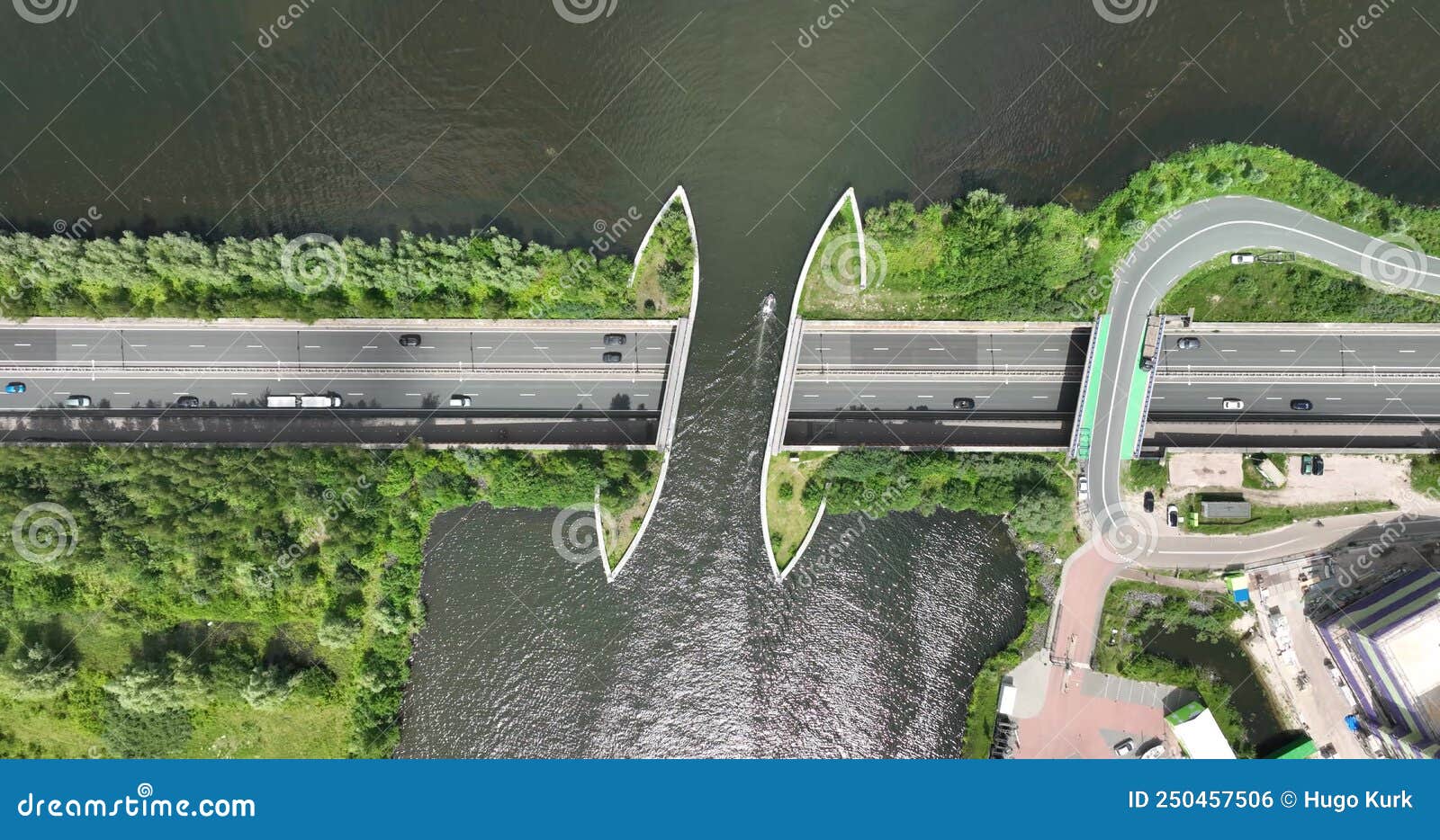 Aqueduct Top Down Water Bridge Veluwemeer Near Harderwijk Transport ...