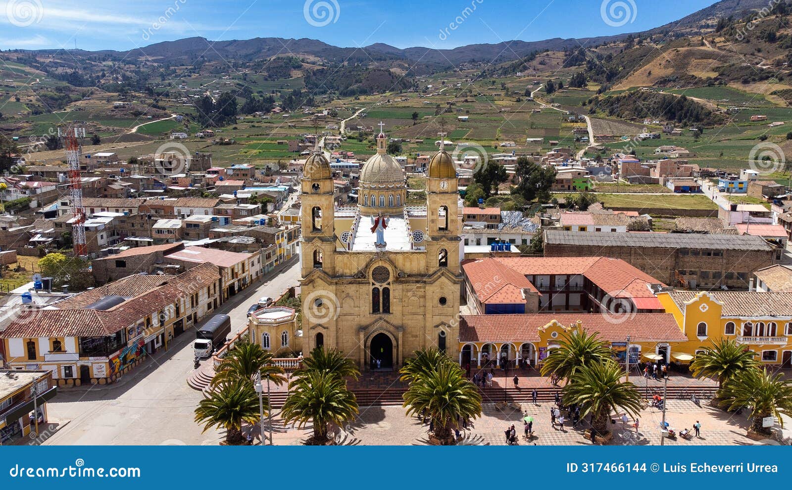 aquitania, boyaca - colombia. april 14, 2024. aerial view with drone of the our lord of miracles parish