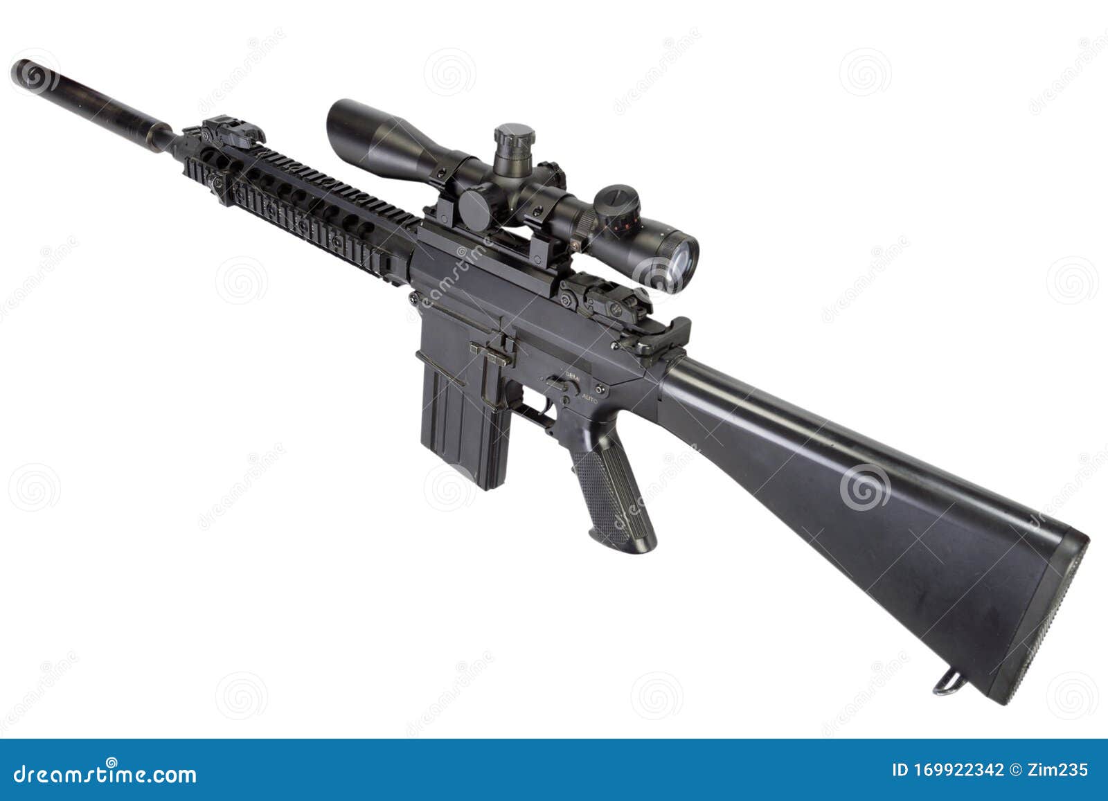 AR-15 Based Sniper Rifle with Silencer Stock Photo - Image of colt