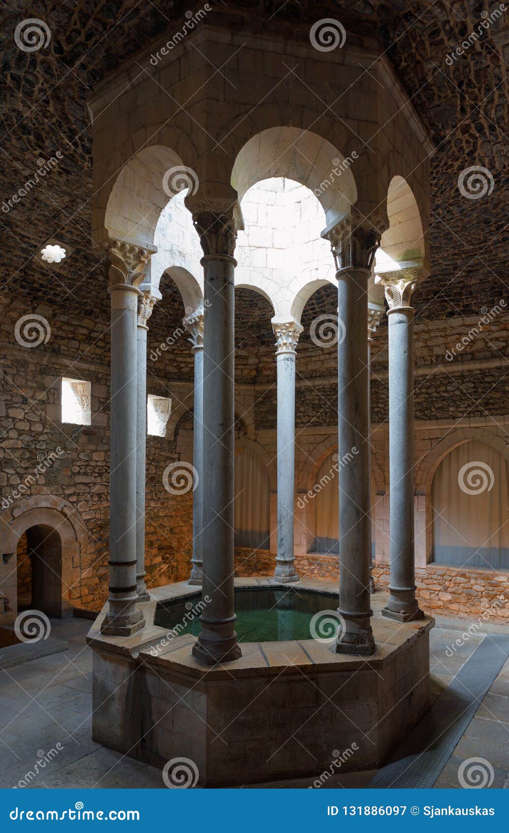 arab baths pool in girona, catalonia, spain