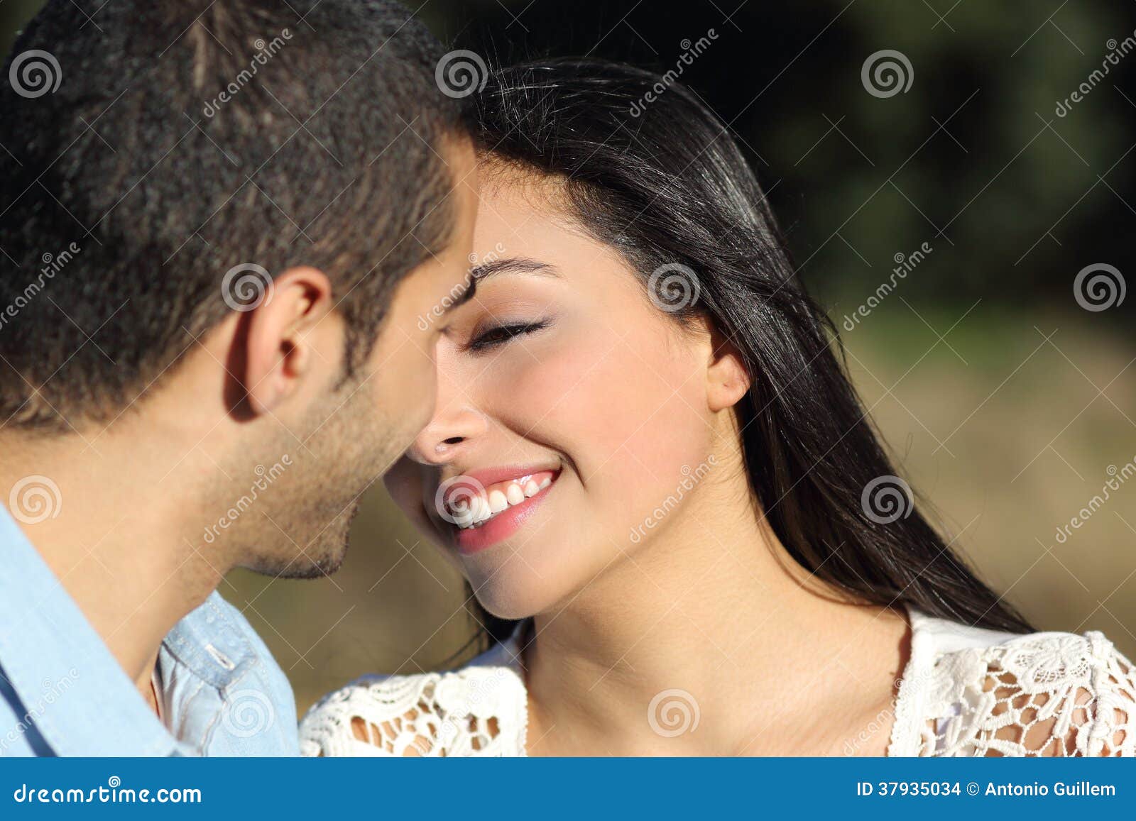 arab casual couple flirting ready to kiss with love