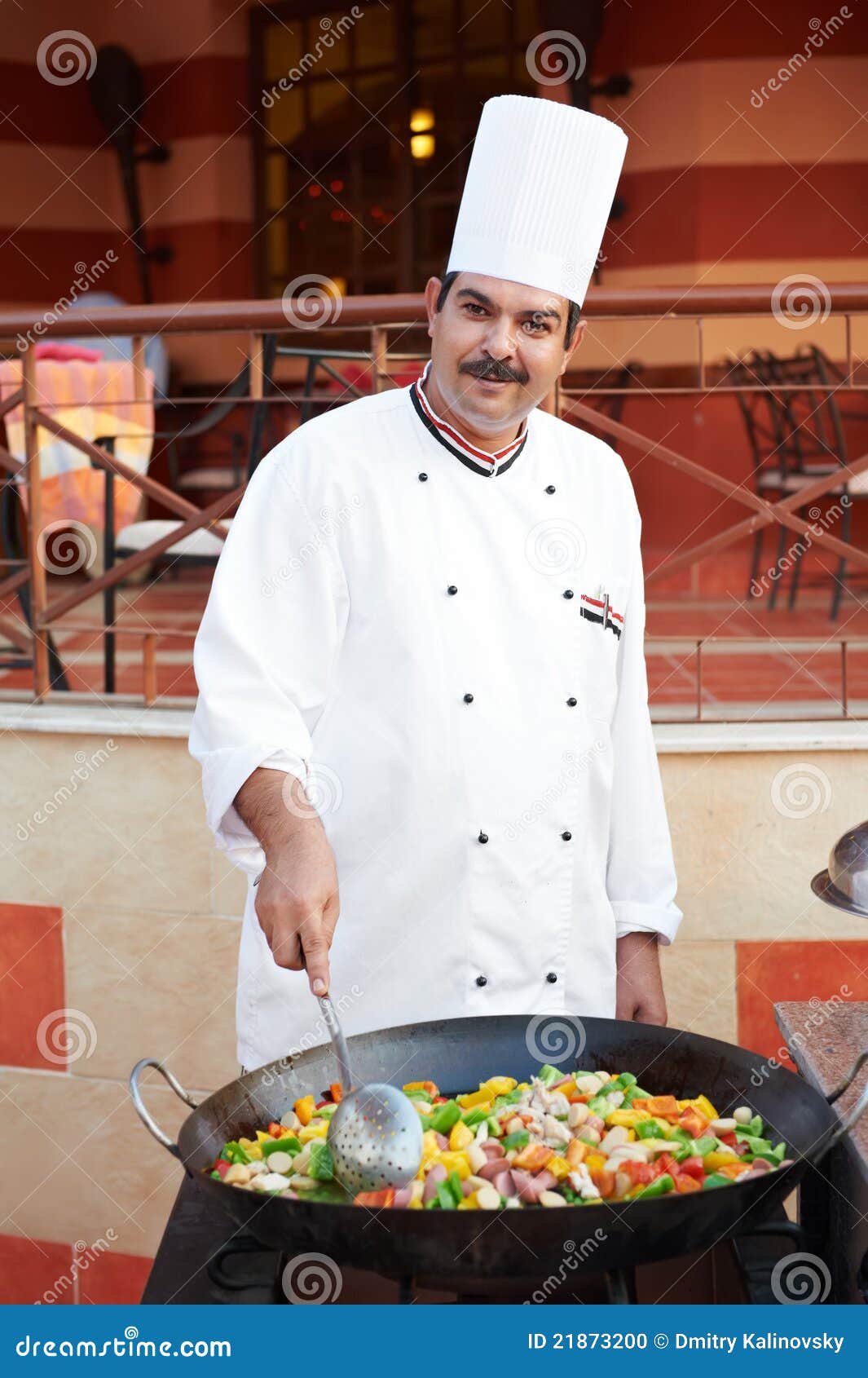 Arab Chef  Frying Meat On Pan Stock Photo Image 21873200