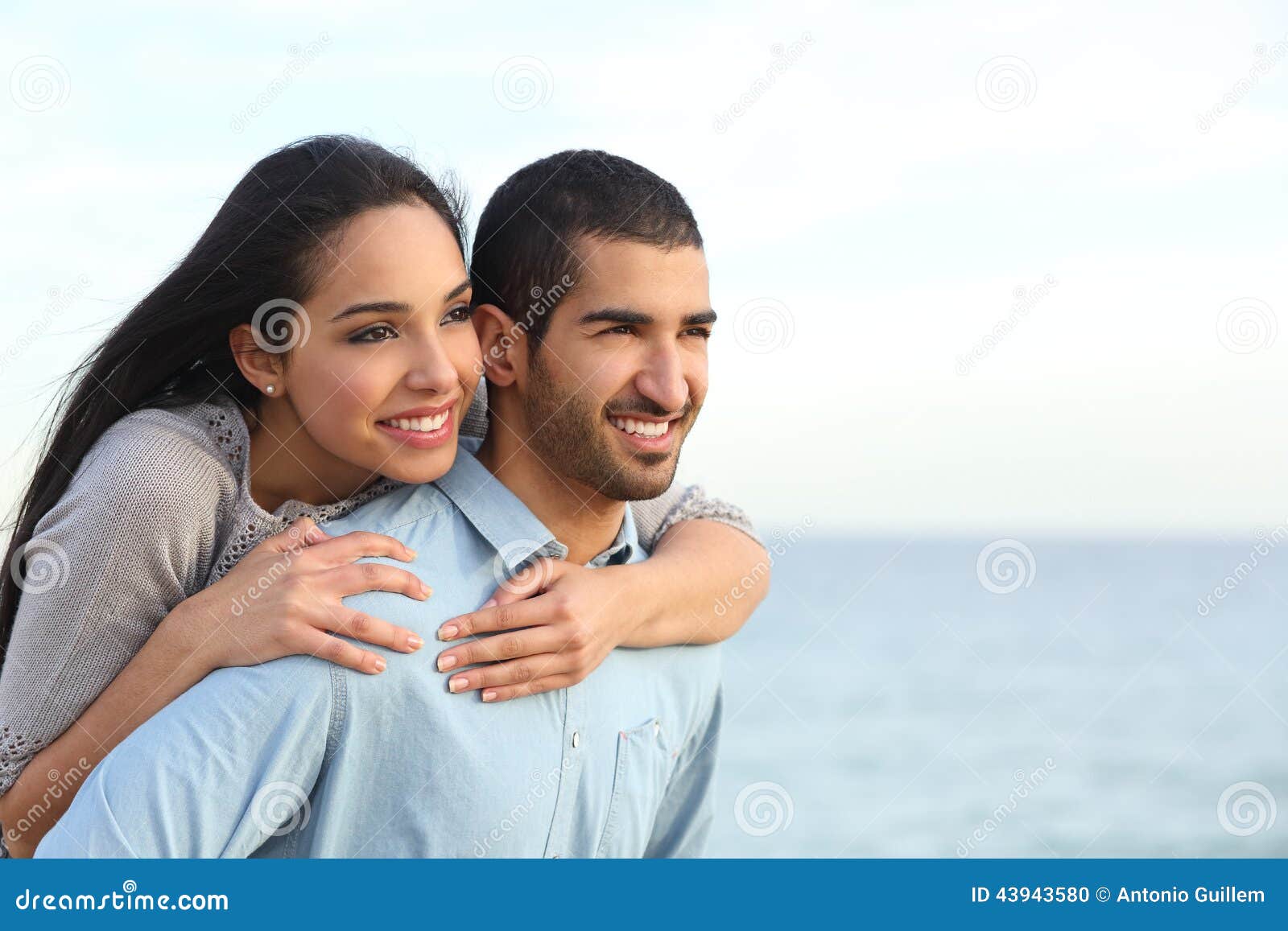 arab couple flirting in love on the beach