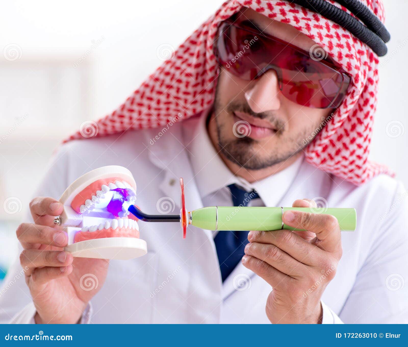 Arab Dentist Working on New Teeth Implant Stock Photo Image of dental