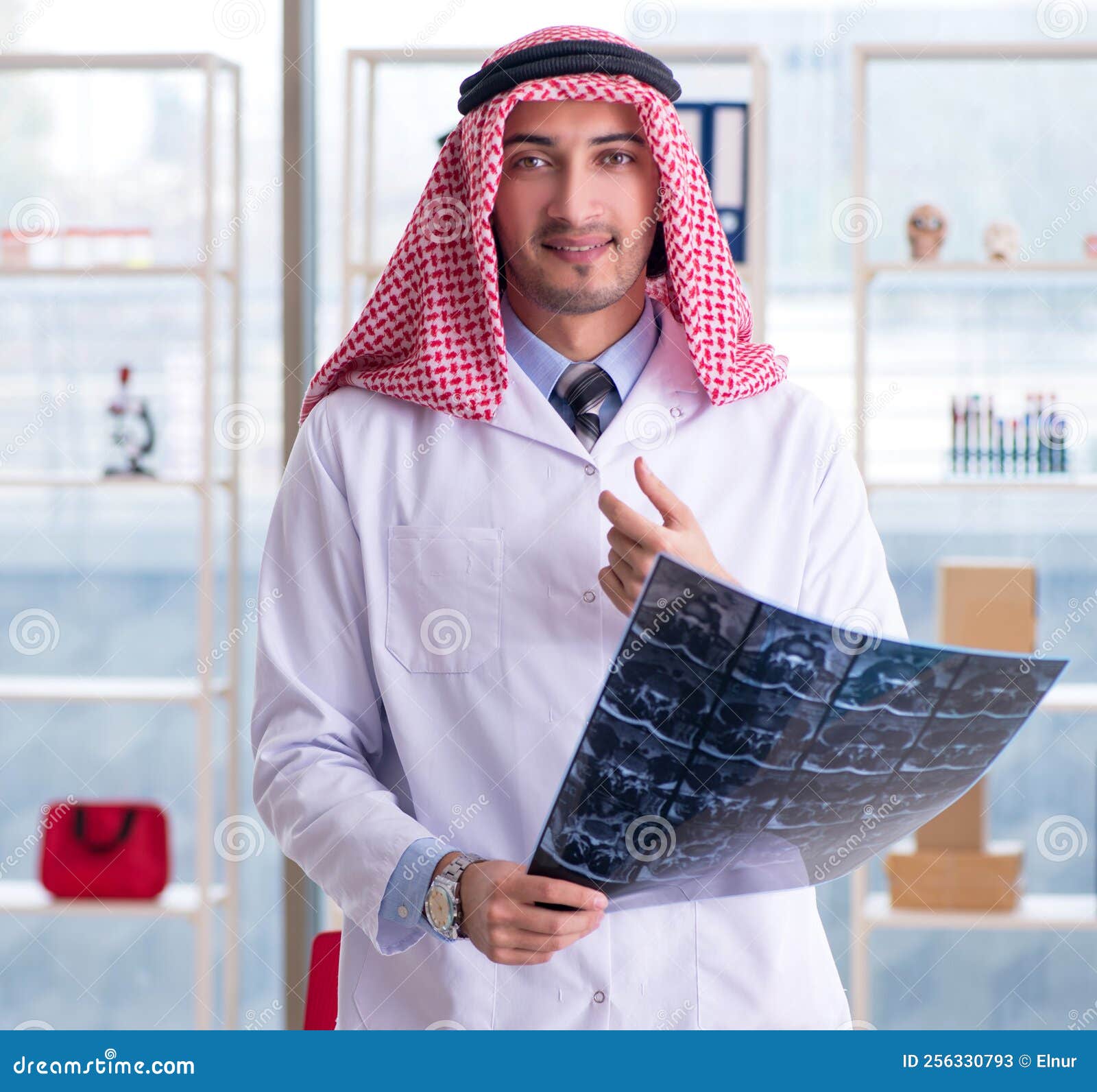 Arab Doctor Radiologist Working in the Clinic Stock Image Image of