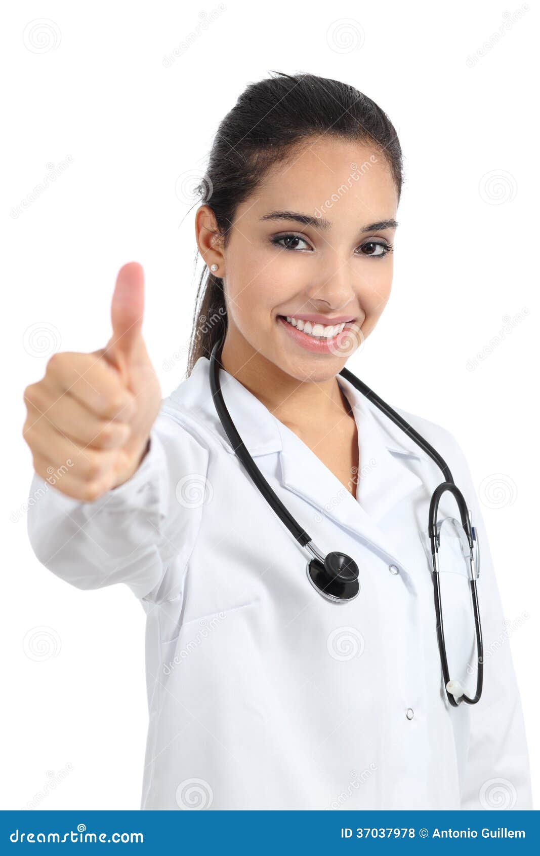 arab doctor woman happy gesturing thumb up