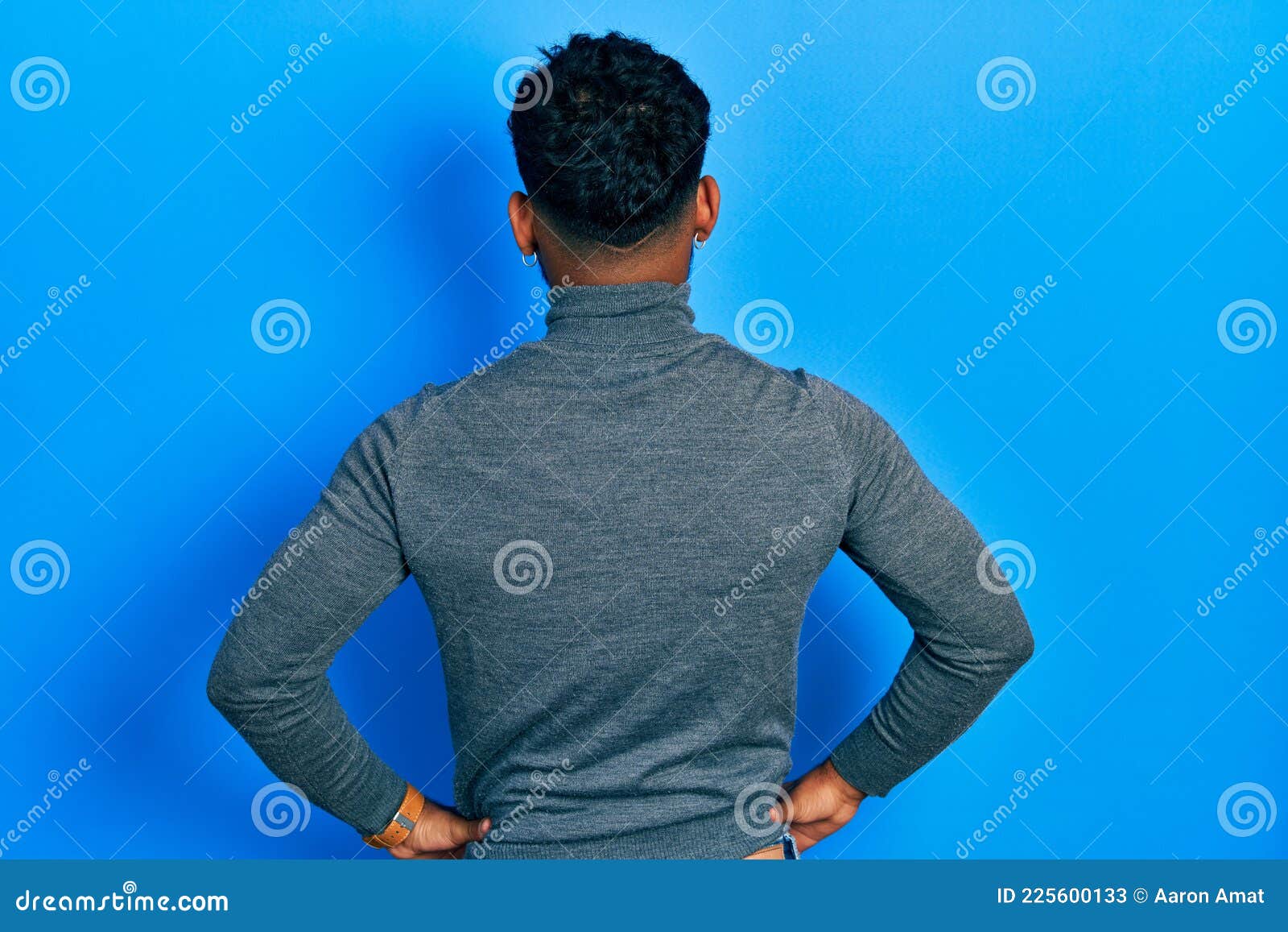 Arab Man with Beard Wearing Turtleneck Sweater Standing Backwards ...