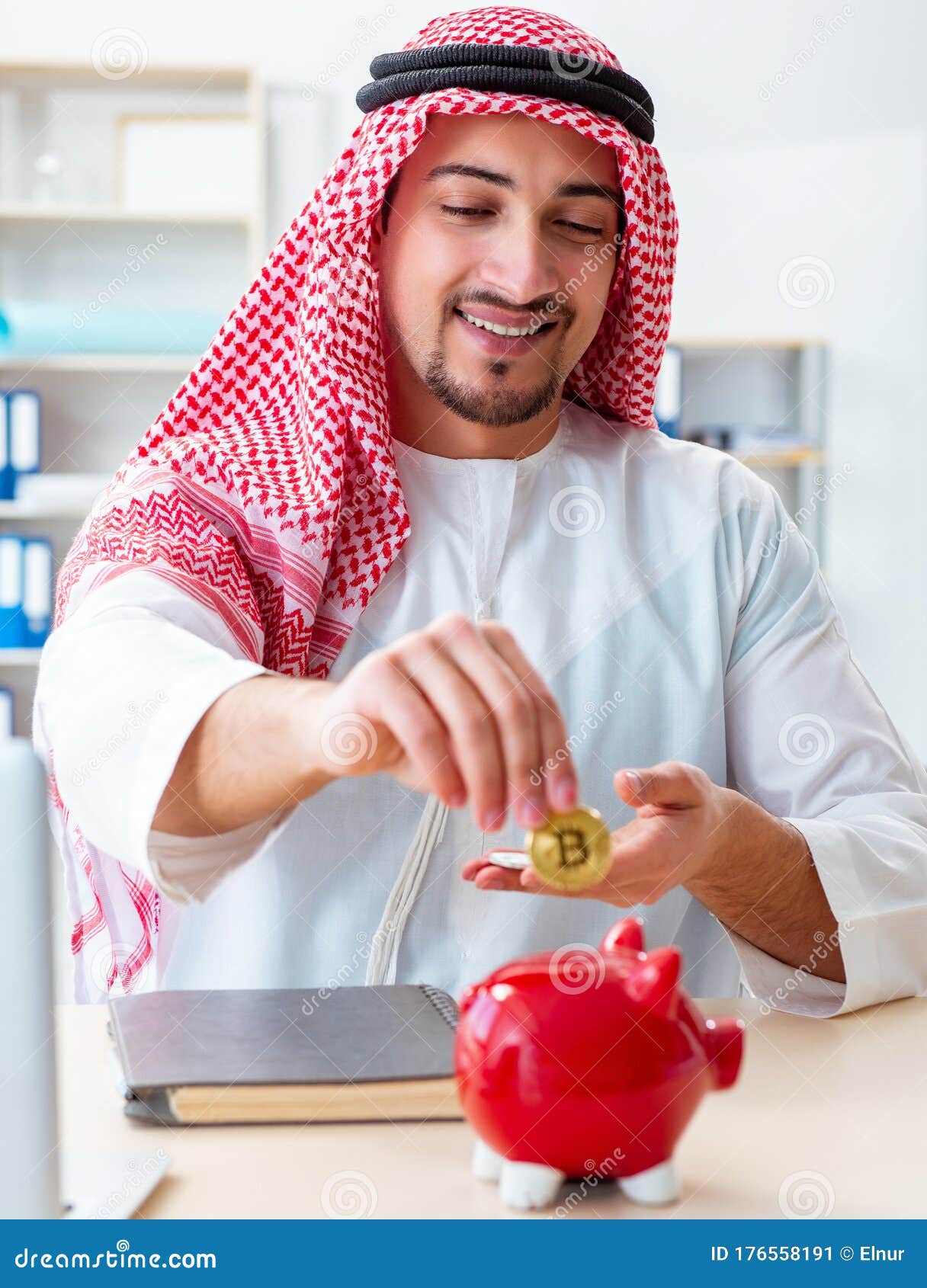 Arab Man with Bitcoin in Cryptocurrency Mining Concept Stock Image - Image  of computer, crypto: 176558191