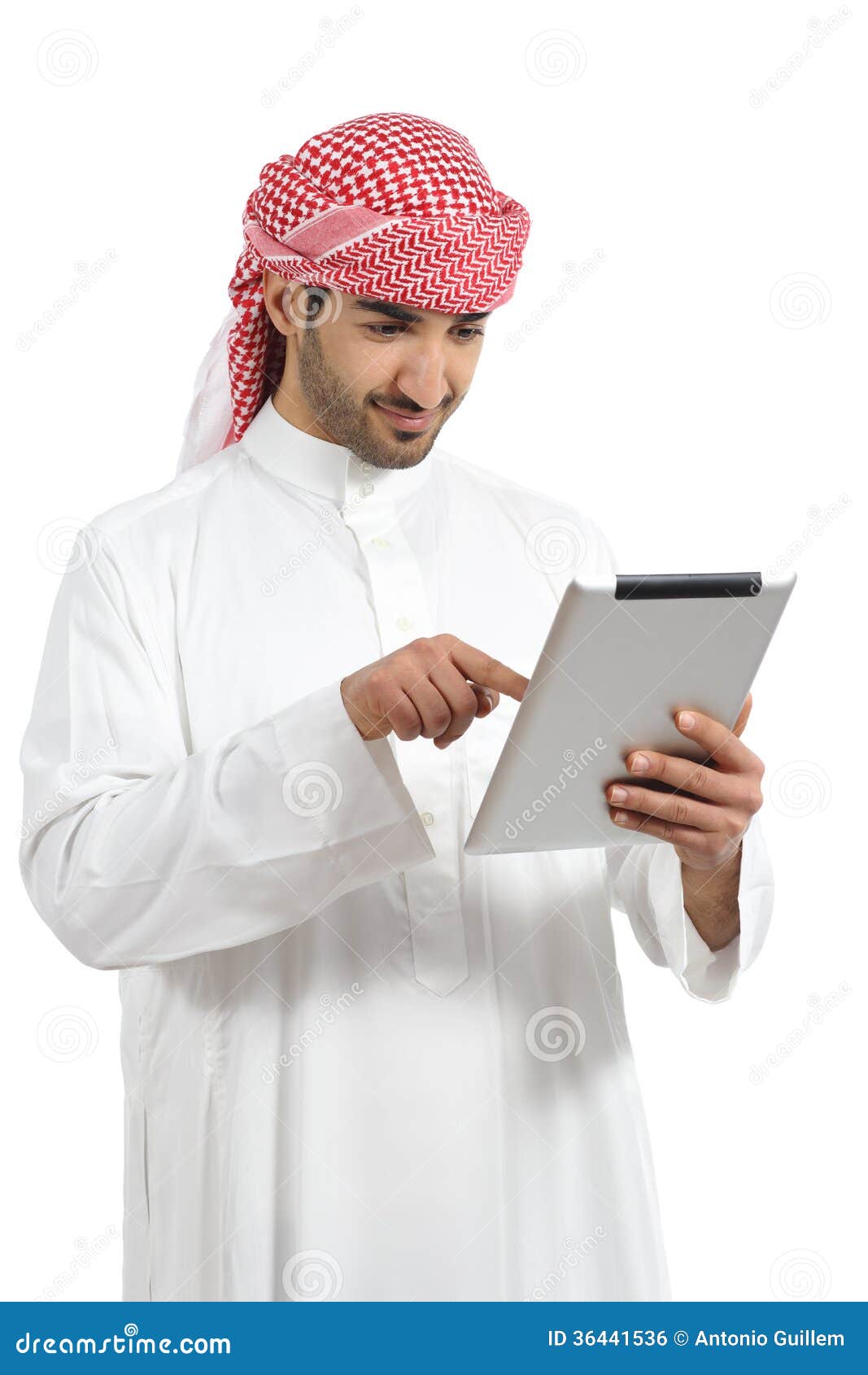 arab man browsing a digital tablet