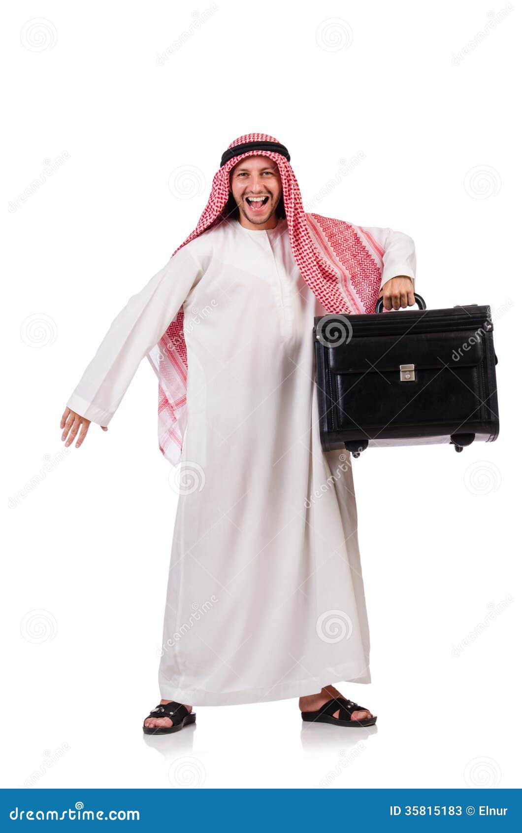 Arab man with luggage stock image. Image of journey, case 35815183
