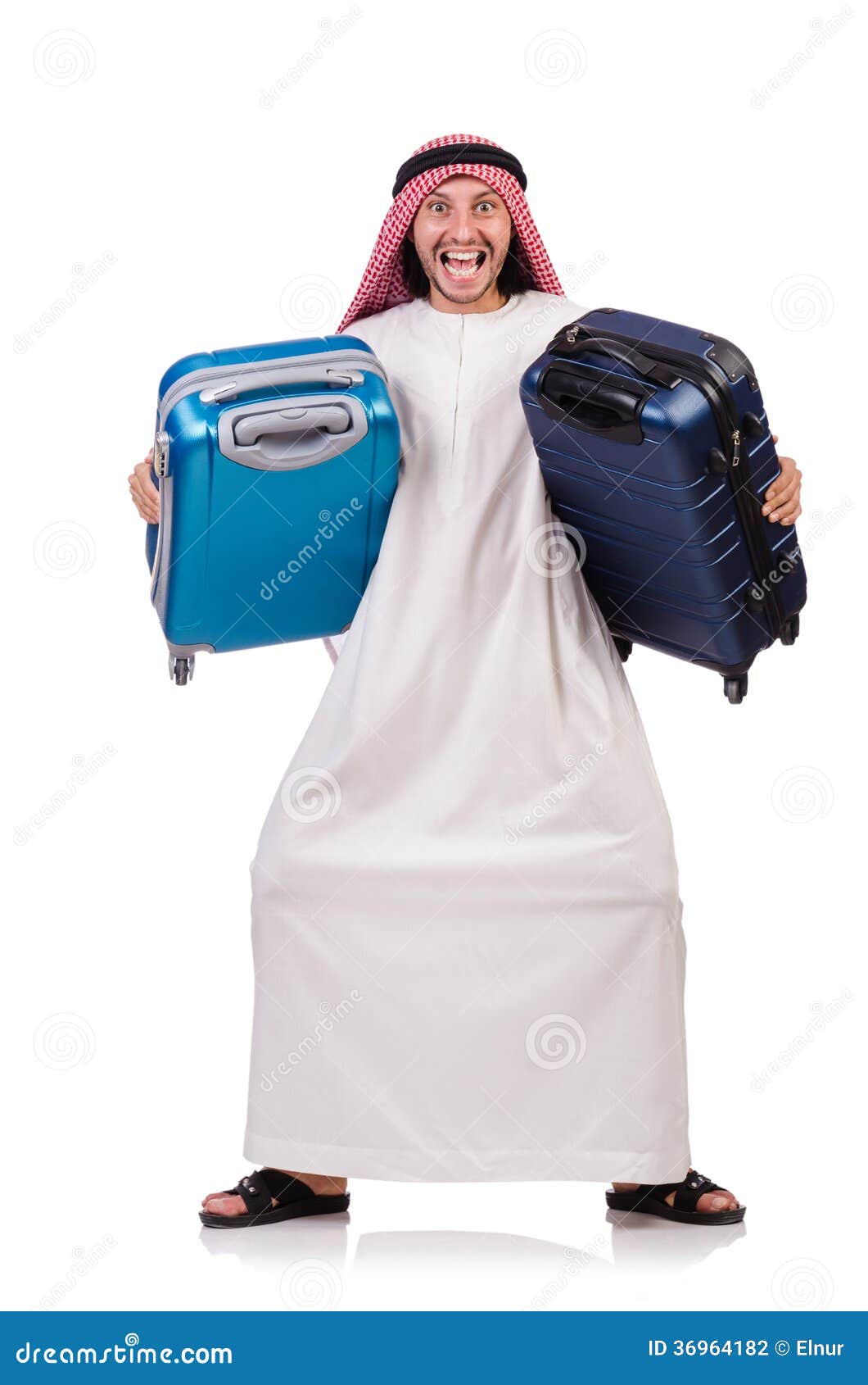 Arab man with luggage stock photo. Image of islamic, packing 36964182