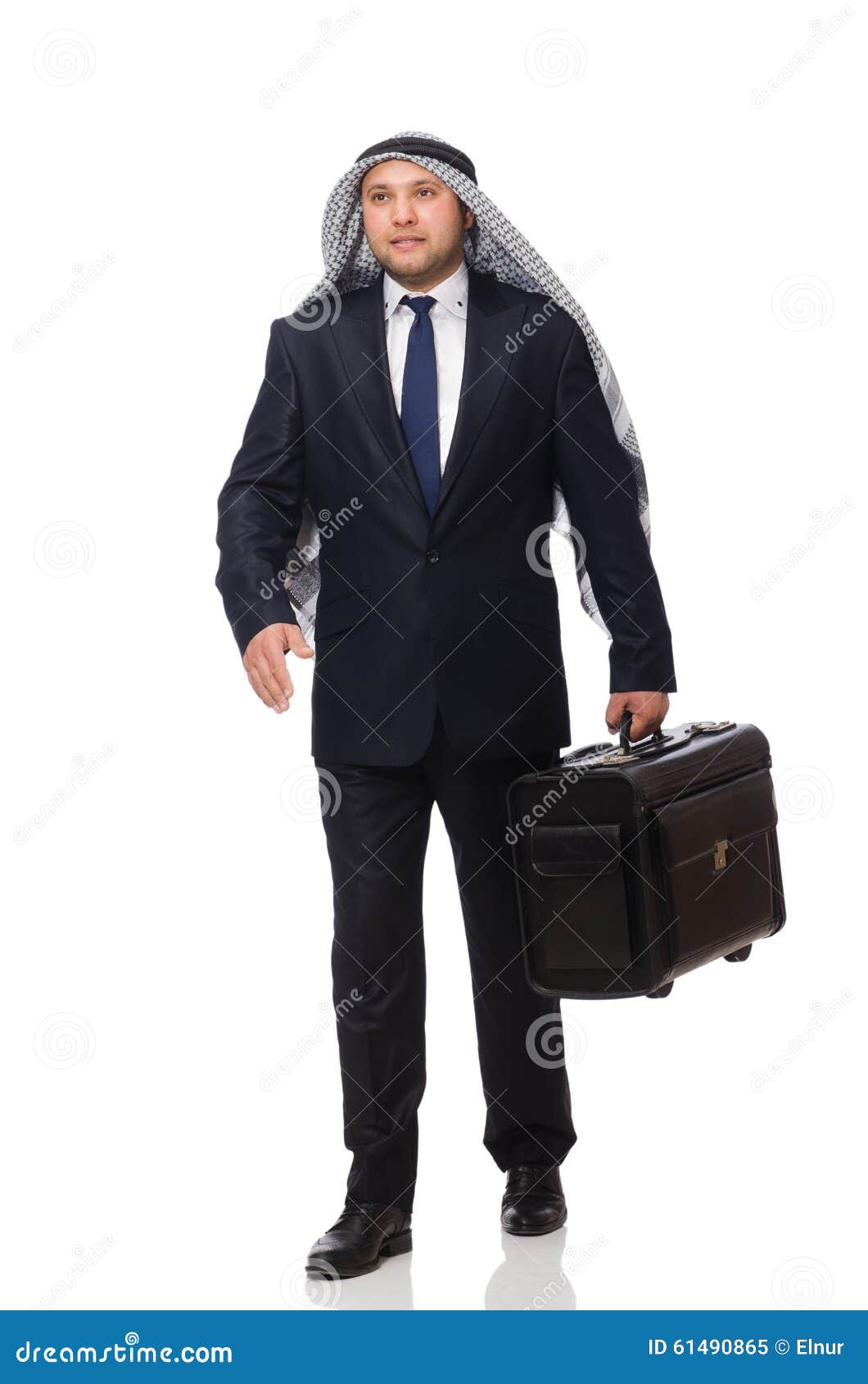 The Arab Man with Luggage on White Stock Image Image of islamic