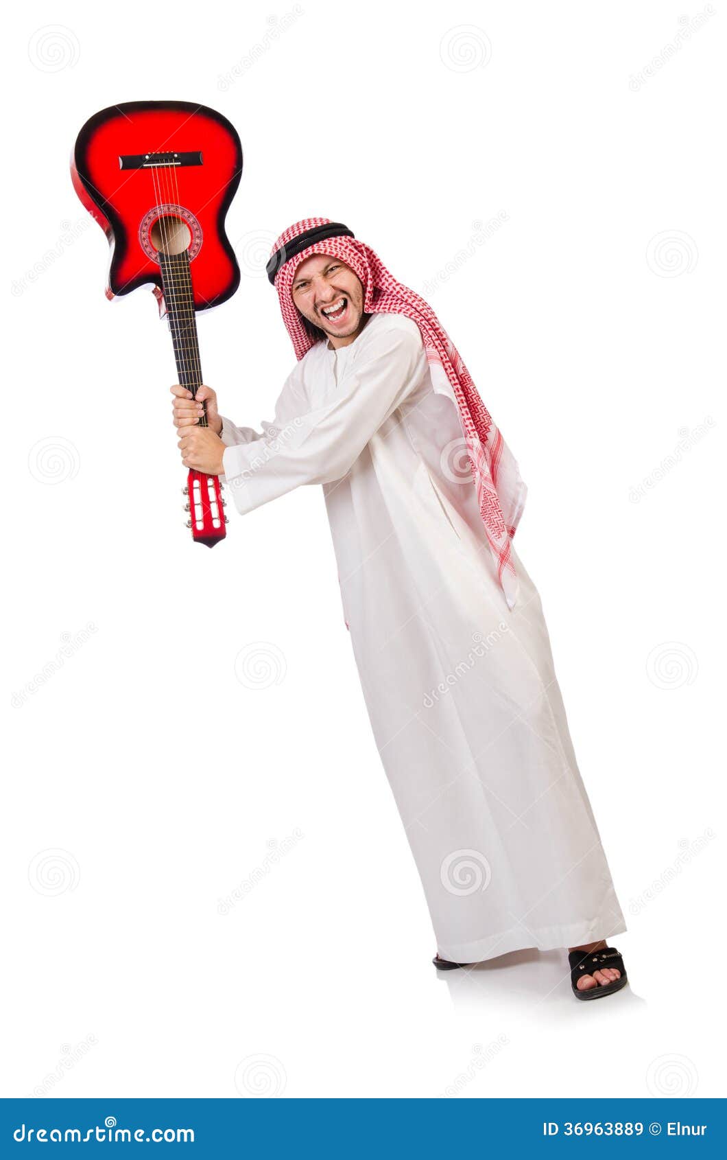 Arab man playing guitar stock image. Image of isolated - 36963889